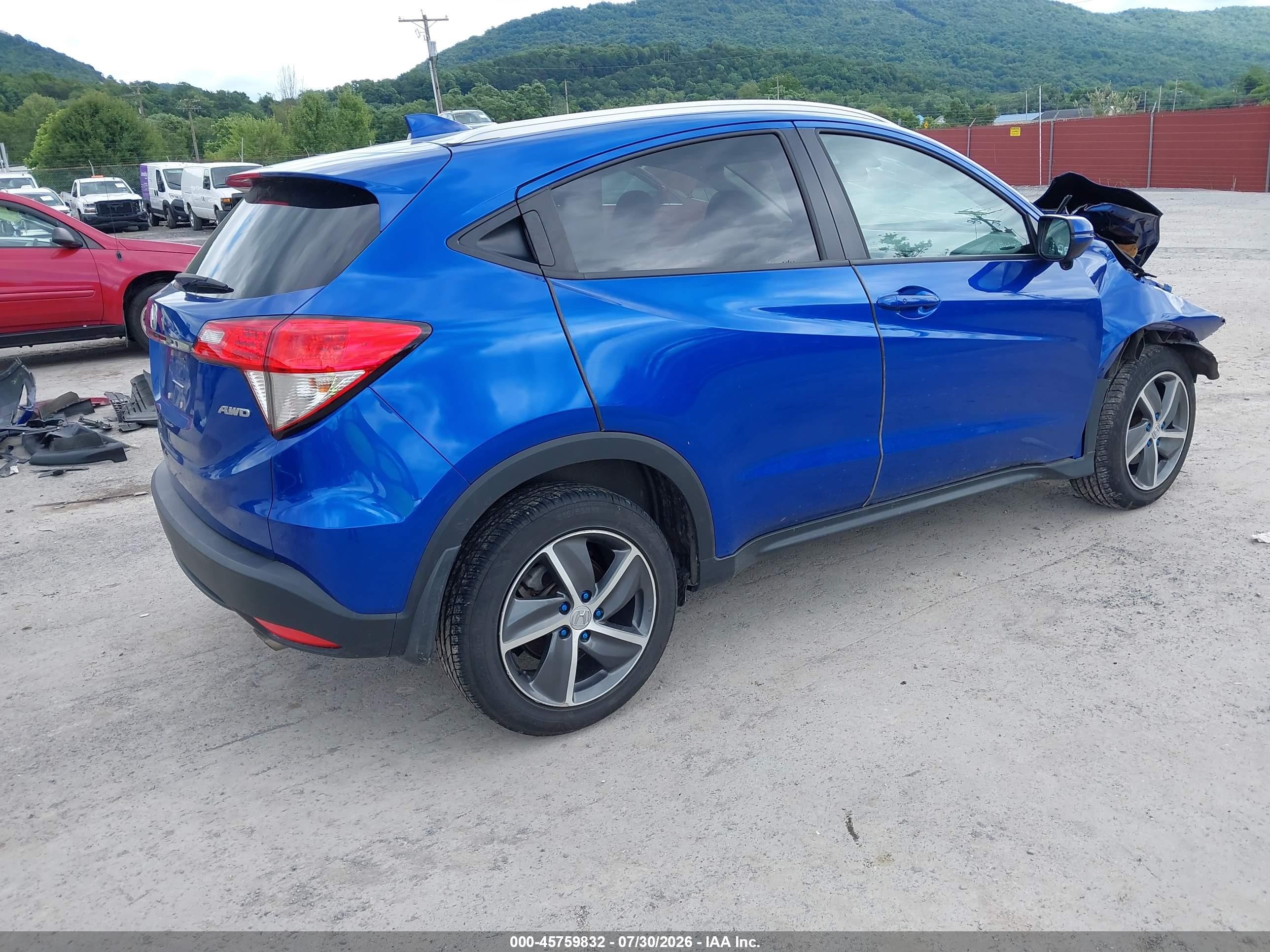 2022 Honda Hr-v Awd Ex Blue vin: 3CZRU6H51NM729301