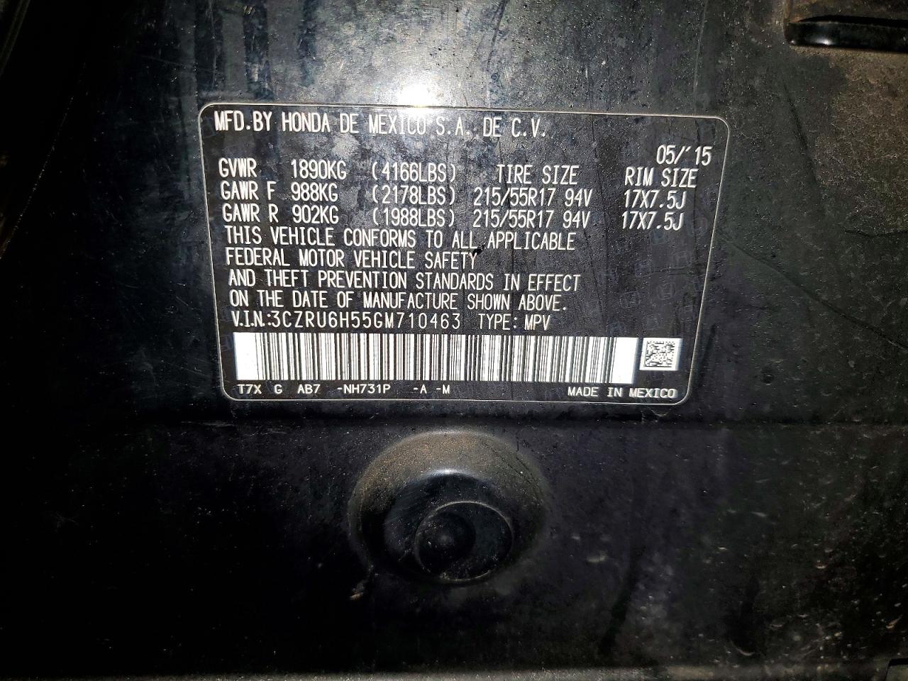2016 Honda Hr-v Ex Black vin: 3CZRU6H55GM710463