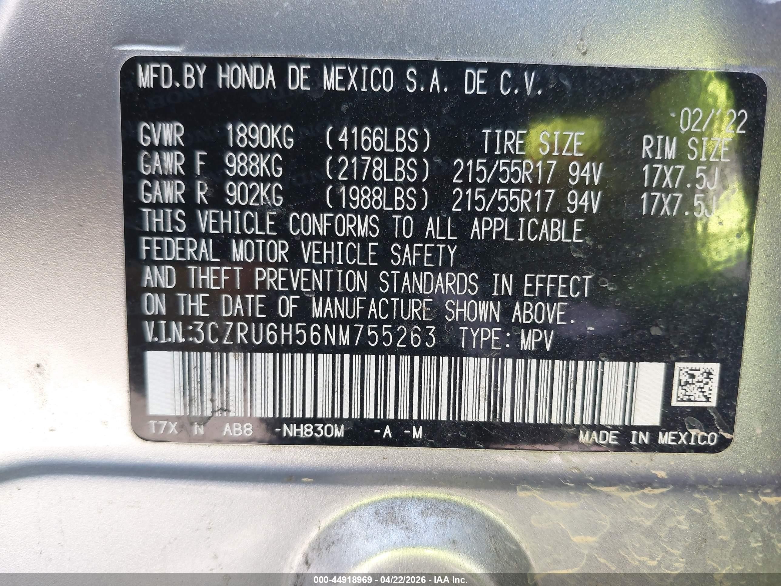 2022 Honda Hr-v Awd Ex Серебряный vin: 3CZRU6H56NM755263