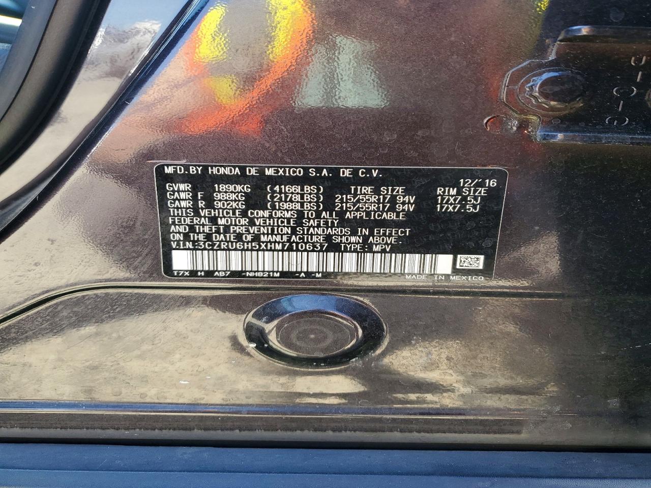 2017 Honda Hr-v Ex Black vin: 3CZRU6H5XHM710637