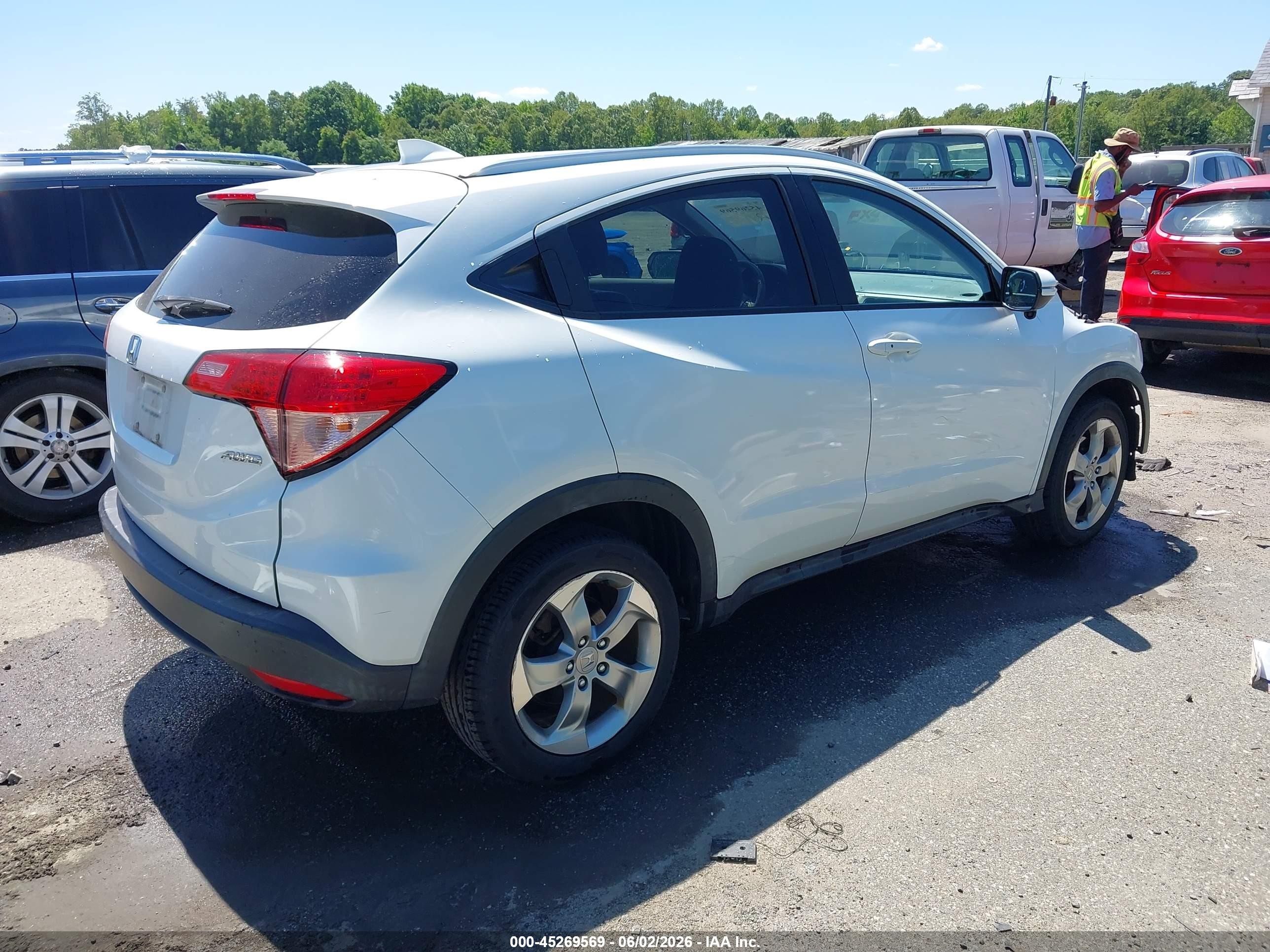 2016 Honda Hr-v Ex-l White vin: 3CZRU6H72GM766426