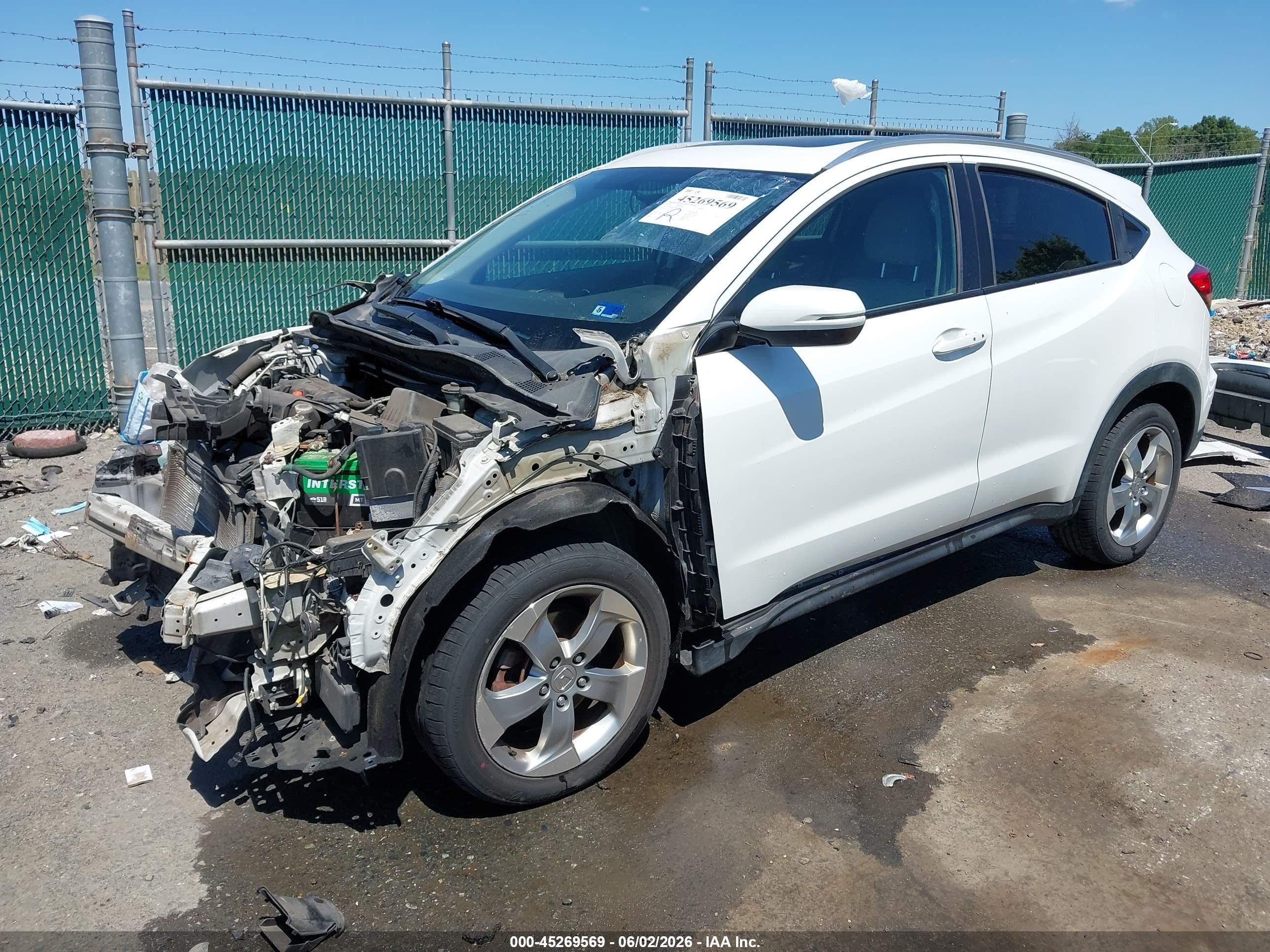 2016 Honda Hr-v Ex-l White vin: 3CZRU6H72GM766426