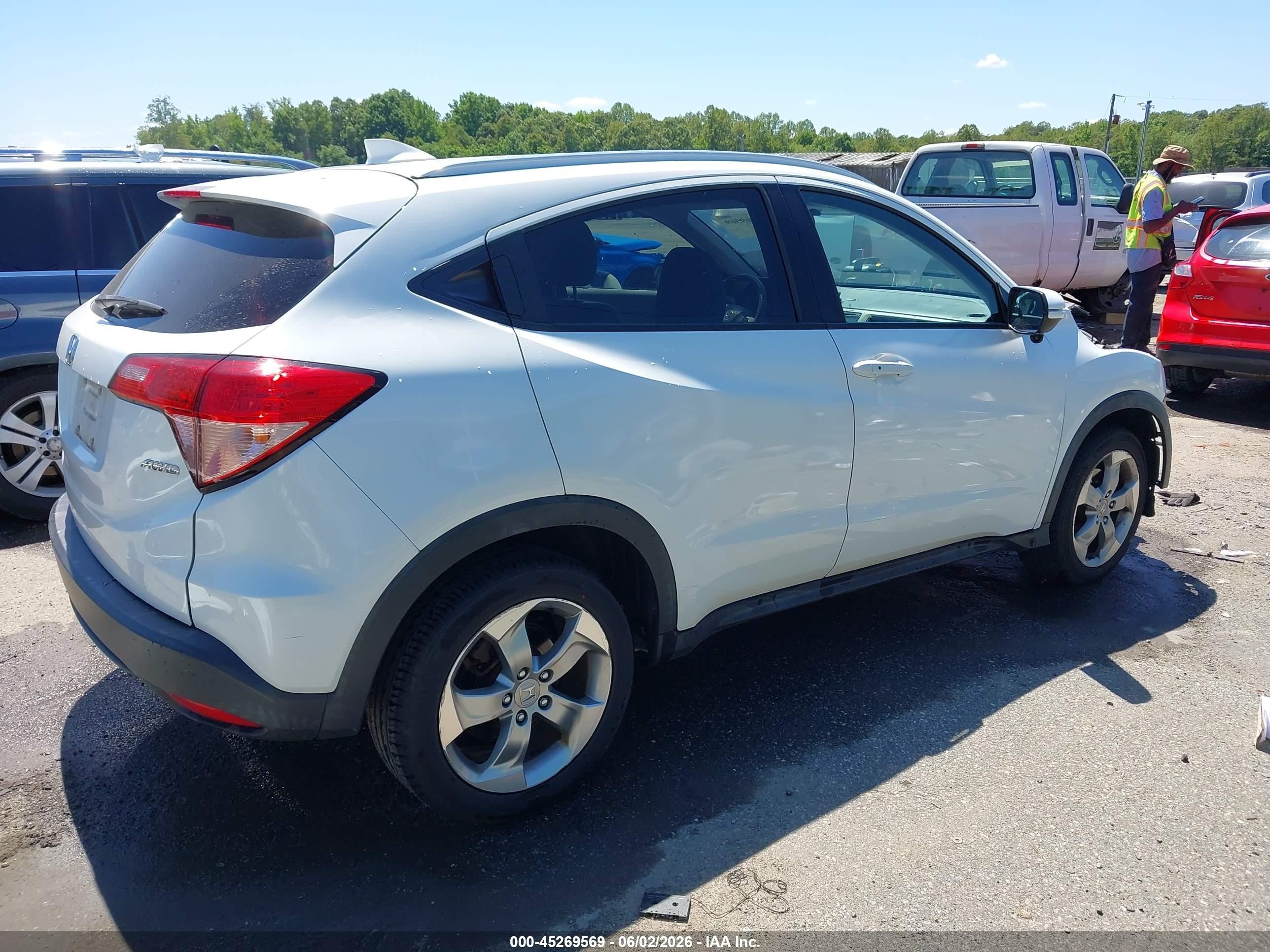 2016 Honda Hr-v Ex-l White vin: 3CZRU6H72GM766426