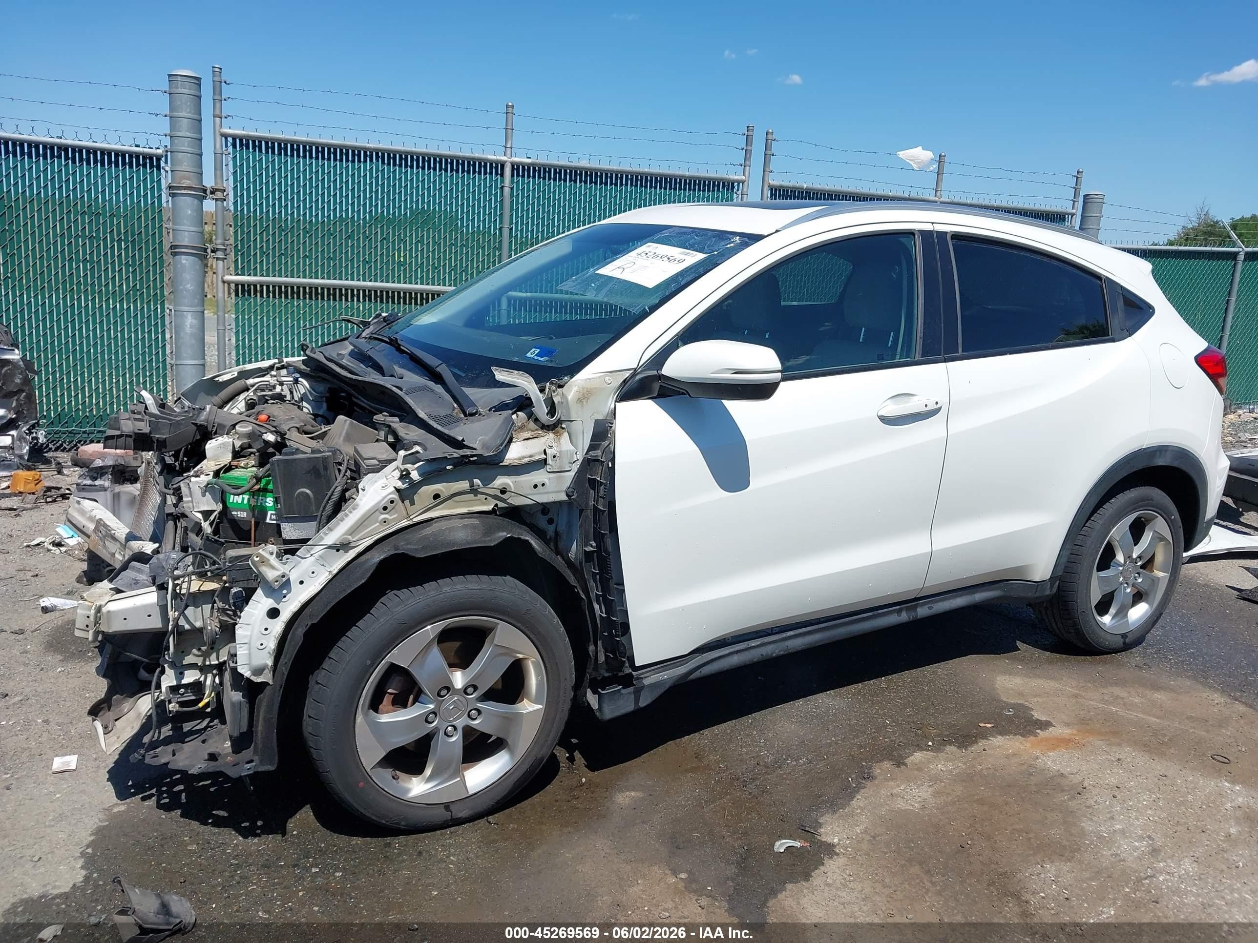 2016 Honda Hr-v Ex-l White vin: 3CZRU6H72GM766426