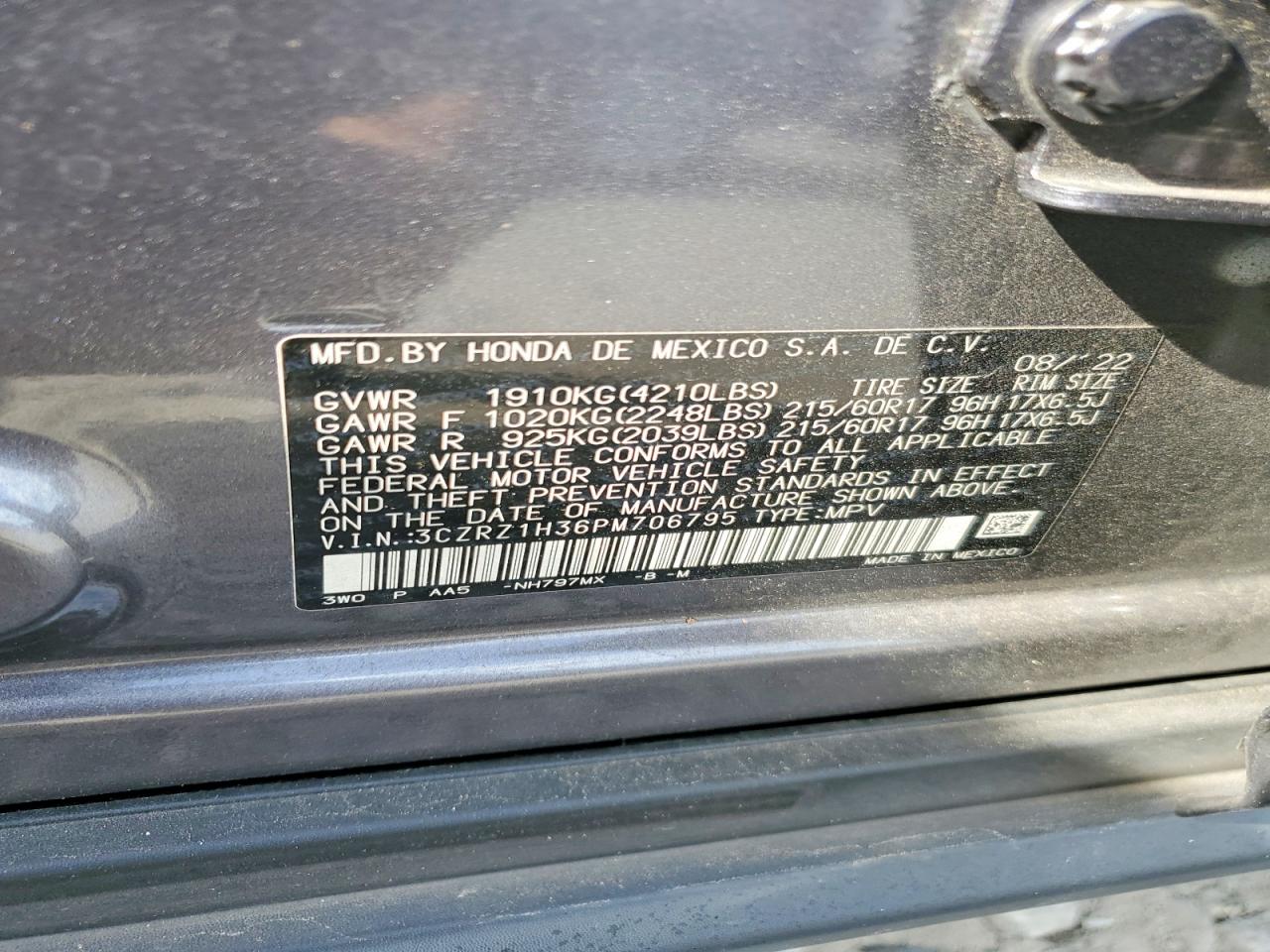 2023 Honda Hr-v Lx Серый vin: 3CZRZ1H36PM706795