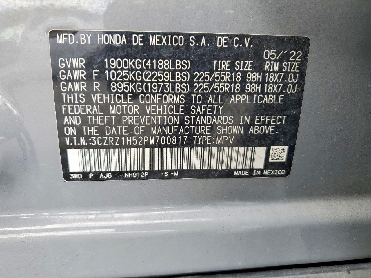 2023 Honda Hr-v Sport Gray vin: 3CZRZ1H52PM700817