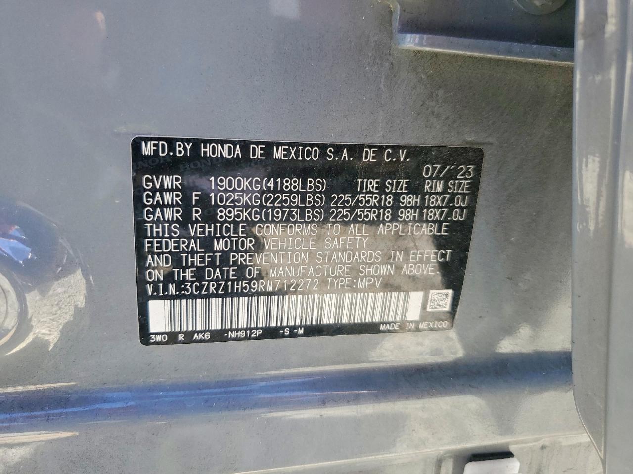 2024 Honda Hr-v Sport Gray vin: 3CZRZ1H59RM712272