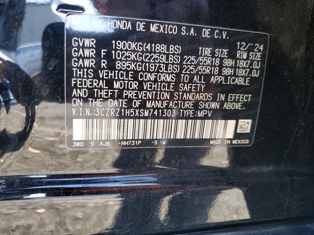 2025 Honda Hr-v Sport Черный vin: 3CZRZ1H5XSM741303
