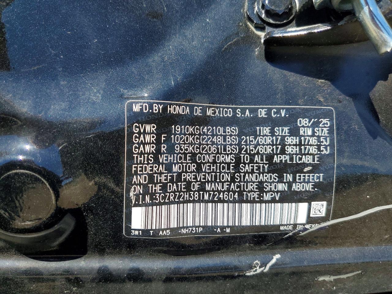 2026 Honda Hr-v Lx Черный vin: 3CZRZ2H38TM724604