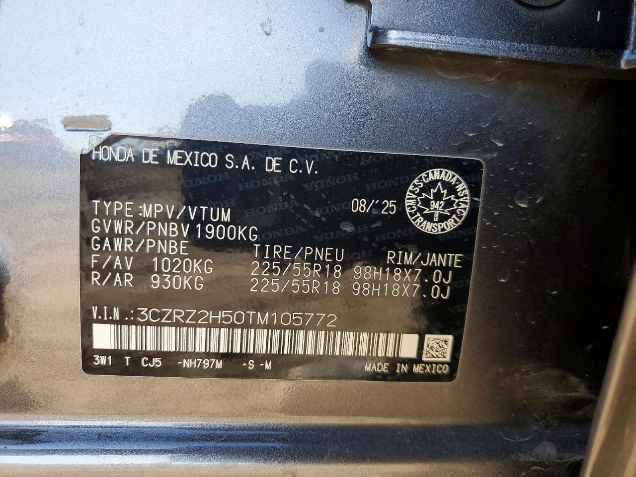 2026 Honda Hr-v Sport Gray vin: 3CZRZ2H50TM105772