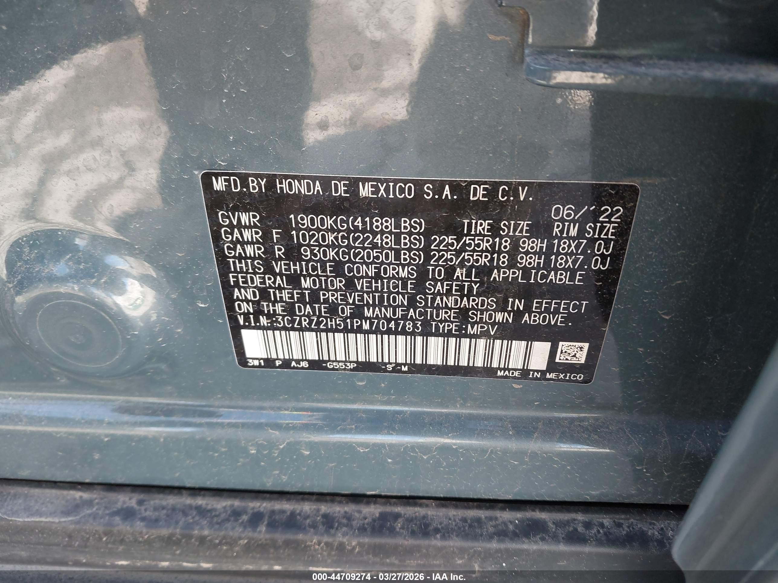2023 Honda Hr-v Awd Sport Green vin: 3CZRZ2H51PM704783