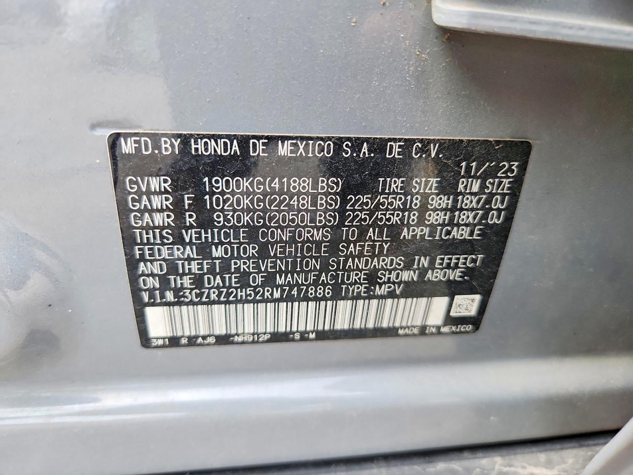 2024 Honda Hr-v Sport Gray vin: 3CZRZ2H52RM747886
