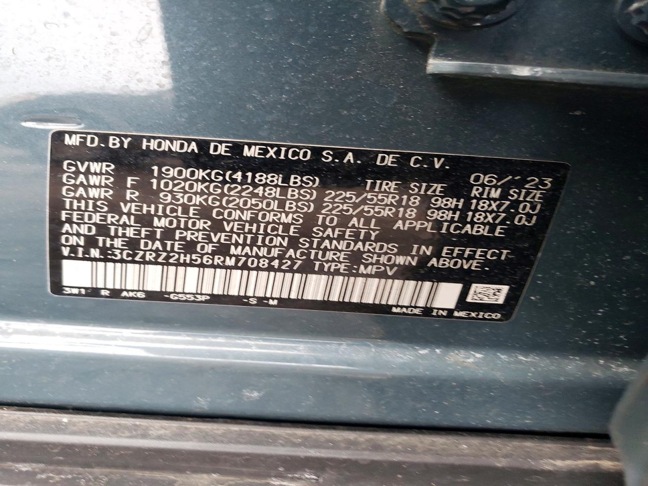 2024 Honda Hr-v Sport Gray vin: 3CZRZ2H56RM708427
