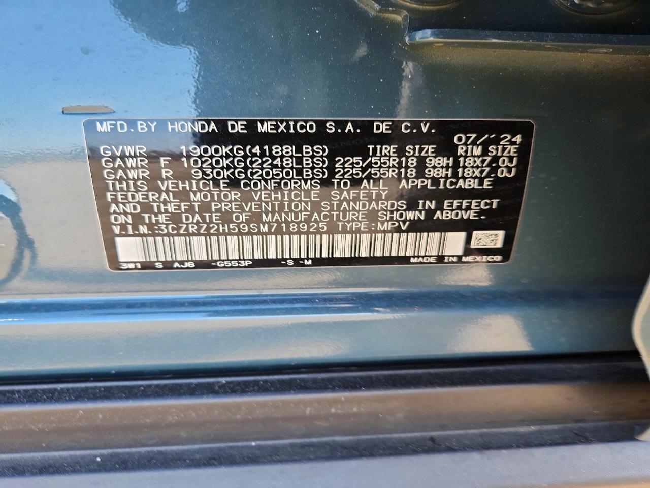 2025 Honda Hr-v Sport Gray vin: 3CZRZ2H59SM718925
