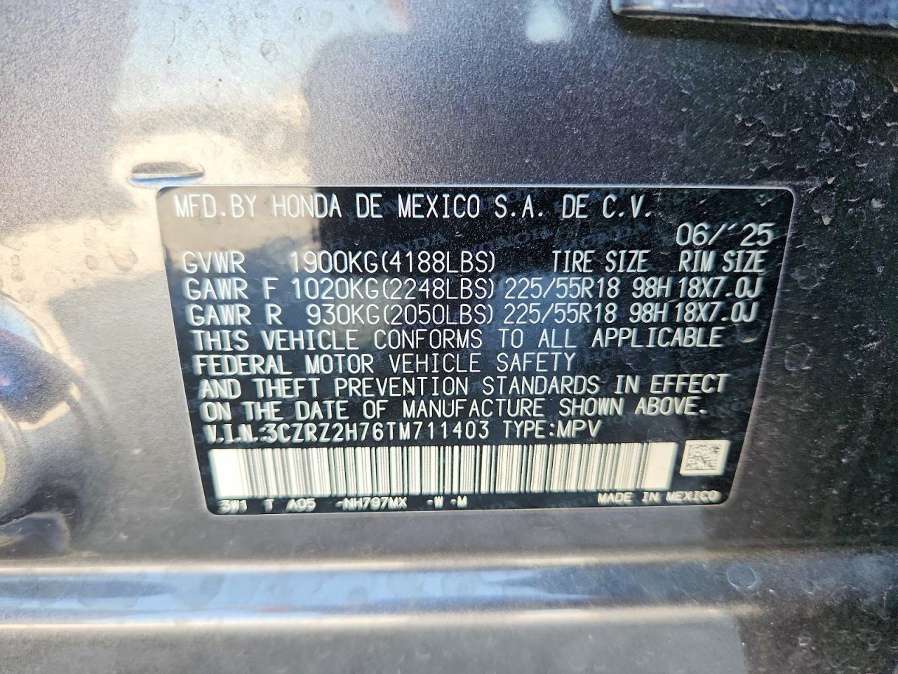 2026 Honda Hr-v Exl Gray vin: 3CZRZ2H76TM711403
