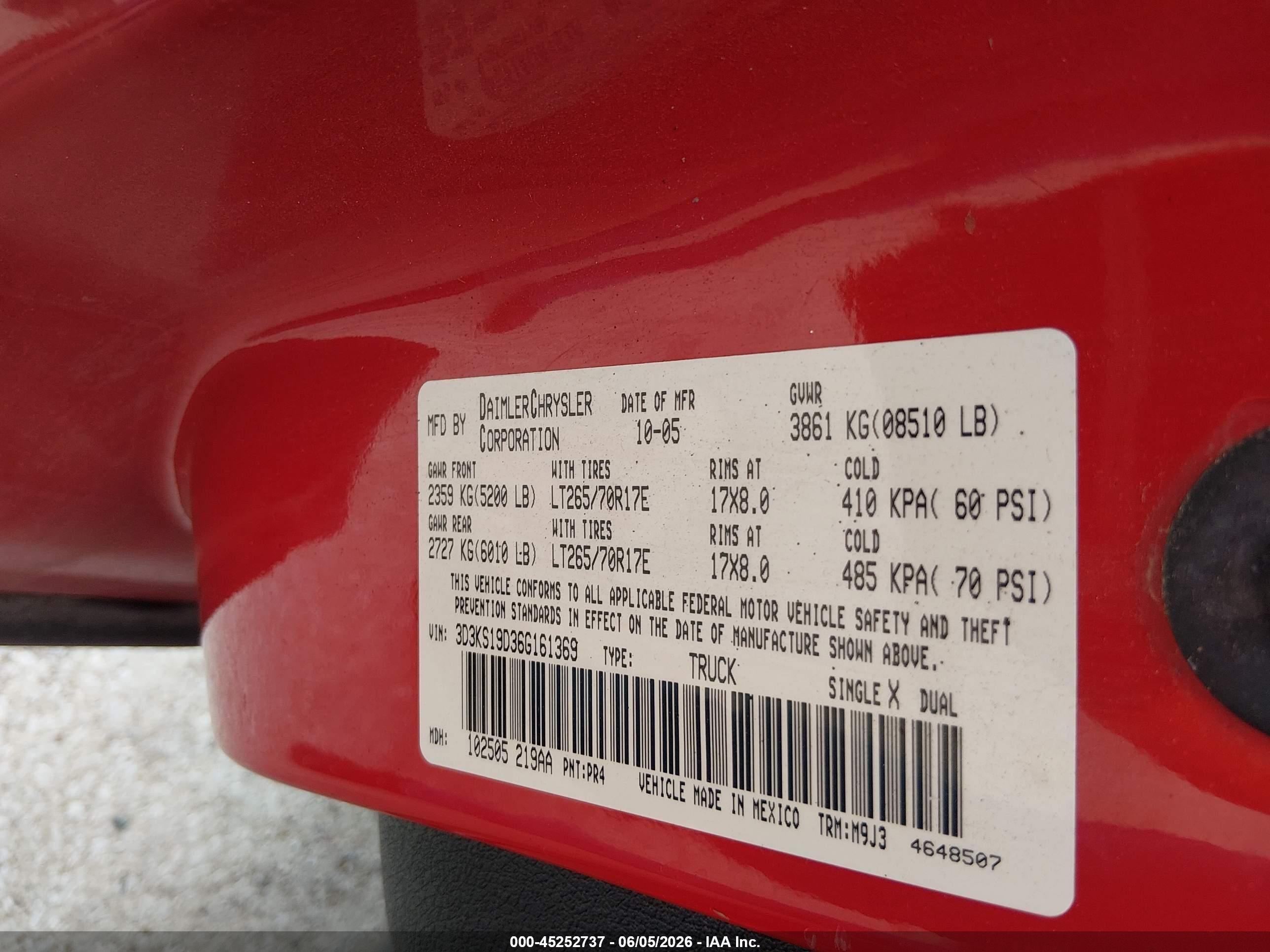 2006 Dodge Ram 1500 Slt Red vin: 3D3KS19D36G161369