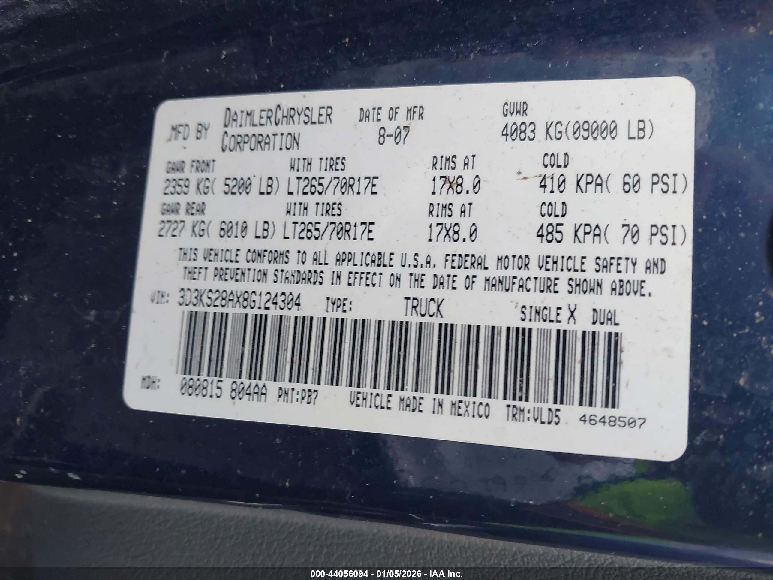 2008 Dodge Ram 2500 Laramie Dark Blue vin: 3D3KS28AX8G124304