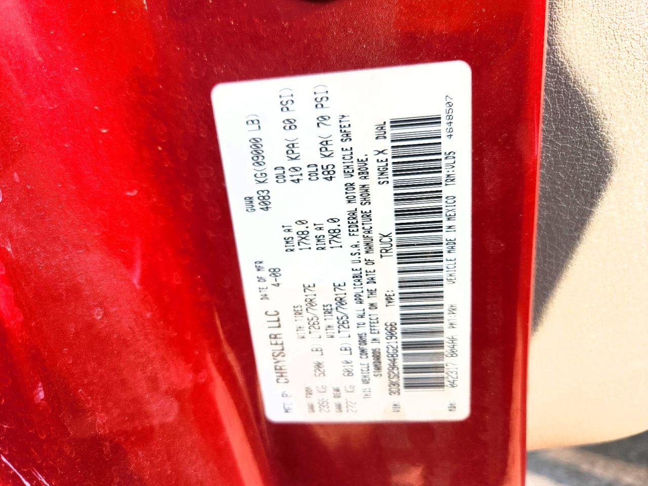 2008 Dodge Ram 2500 Red vin: 3D3KS29A48G219066