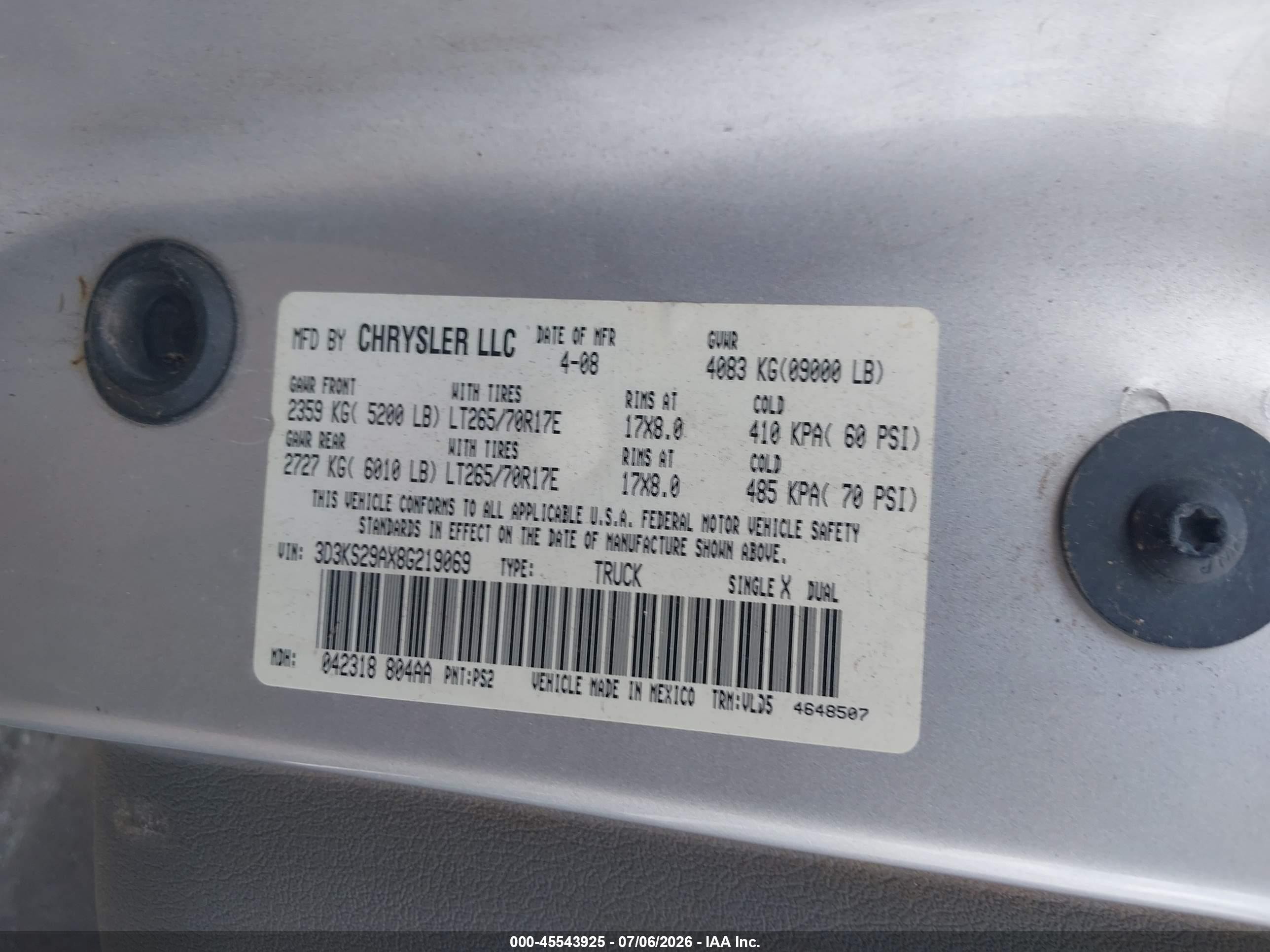 2008 Dodge Ram 2500 Laramie Silver vin: 3D3KS29AX8G219069