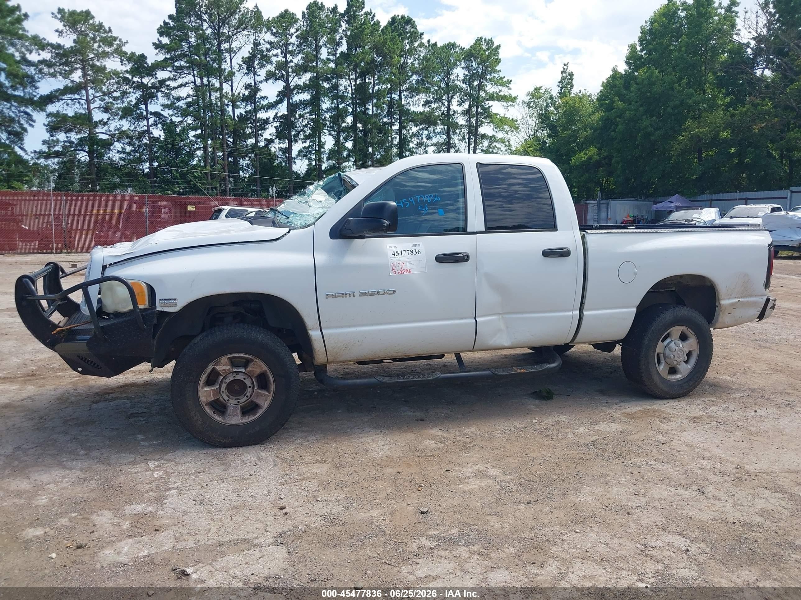 2003 Dodge Ram 2500 Slt/laramie/st White vin: 3D3KU28D73G797337