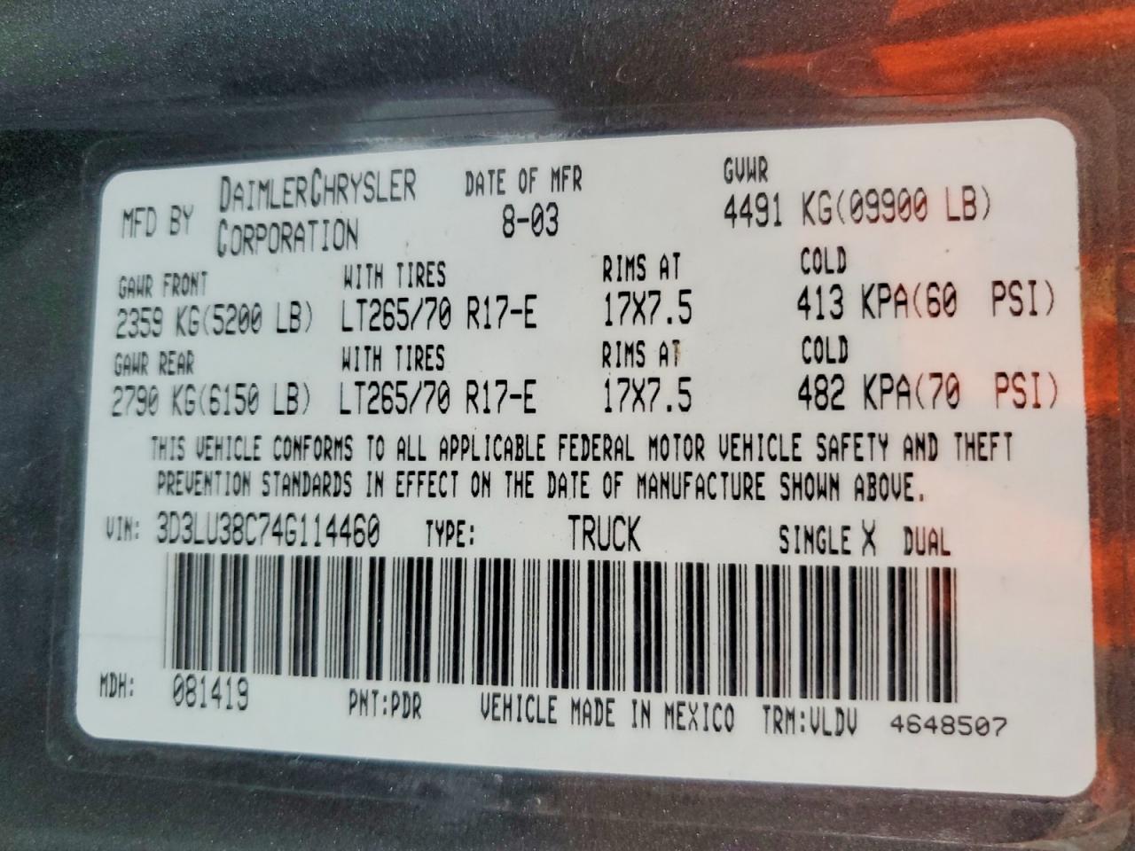 2004 Dodge Ram 3500 St Gray vin: 3D3LU38C74G114460