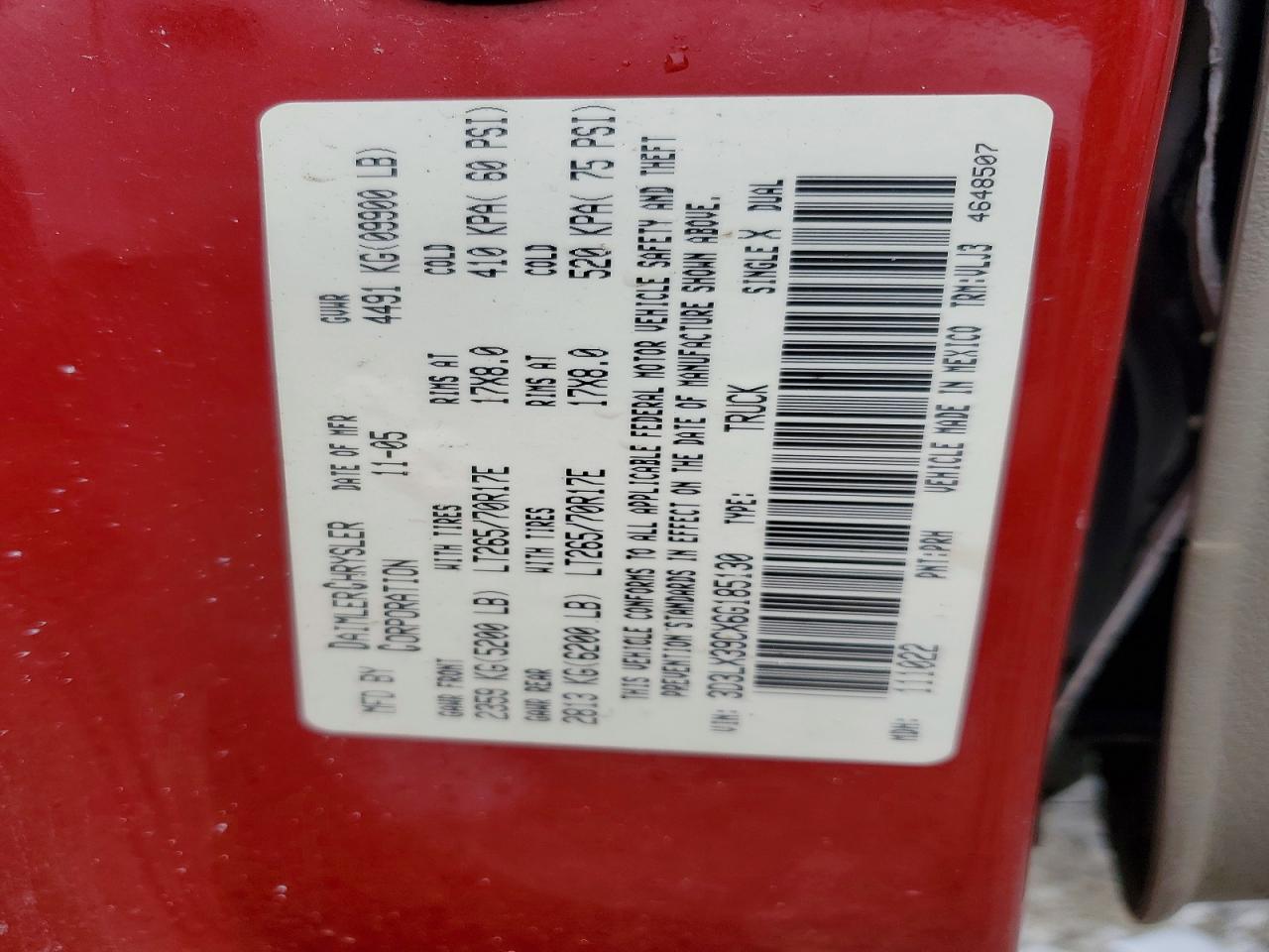 2006 Dodge Ram 3500 Red vin: 3D3LX39CX6G185130