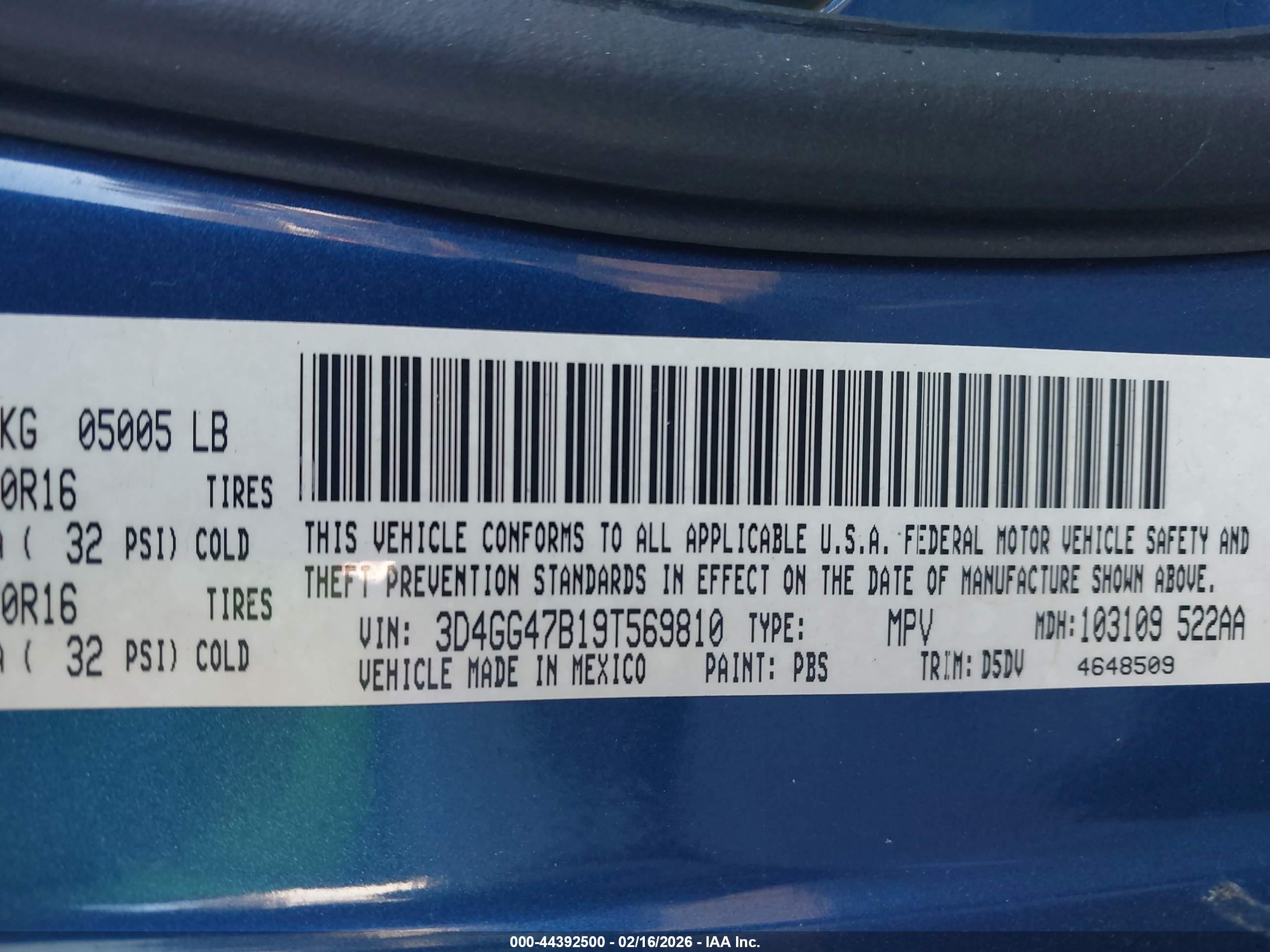 2009 Dodge Journey Se Blue vin: 3D4GG47B19T569810