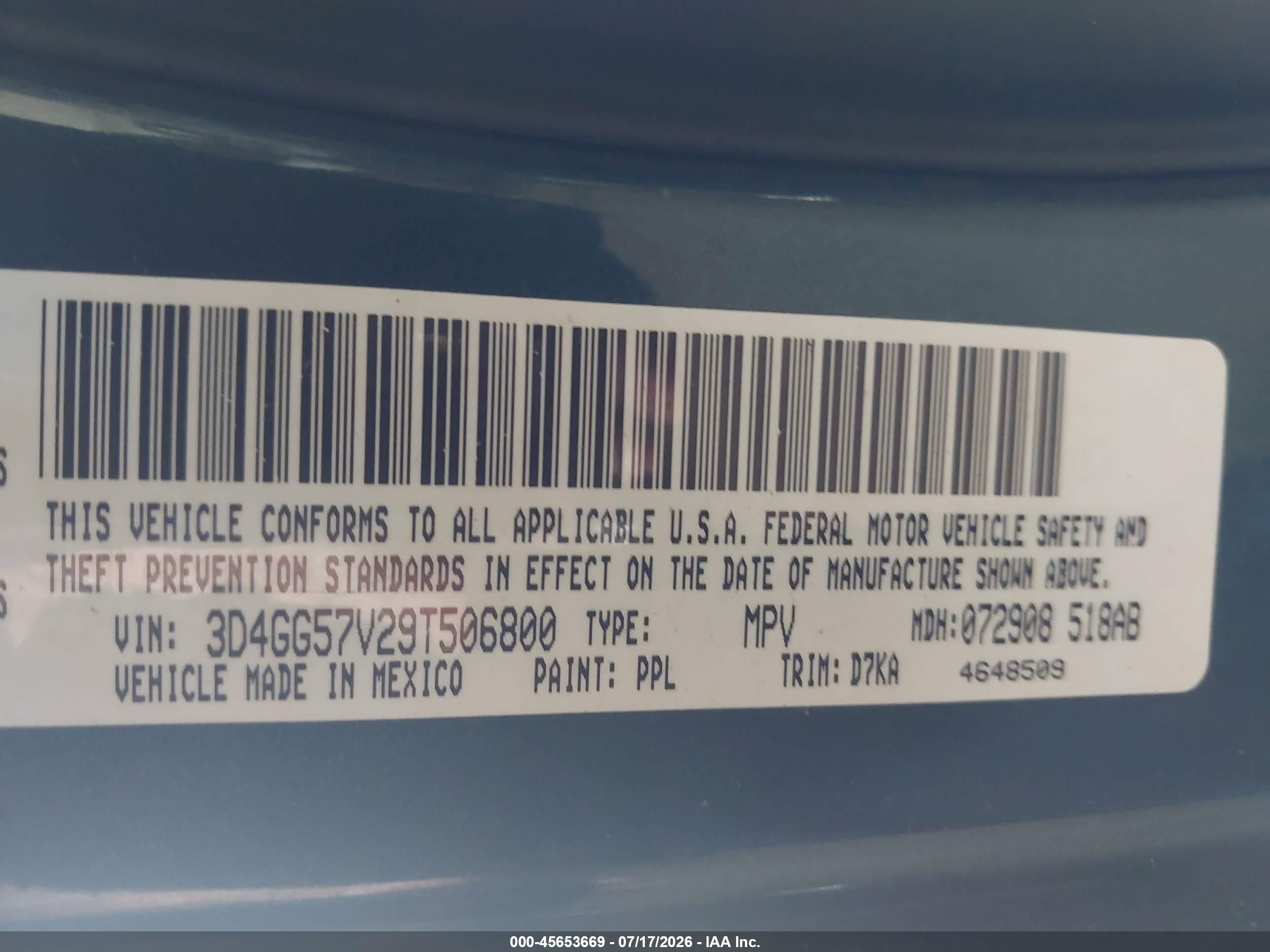 2009 Dodge Journey Sxt Серый vin: 3D4GG57V29T506800