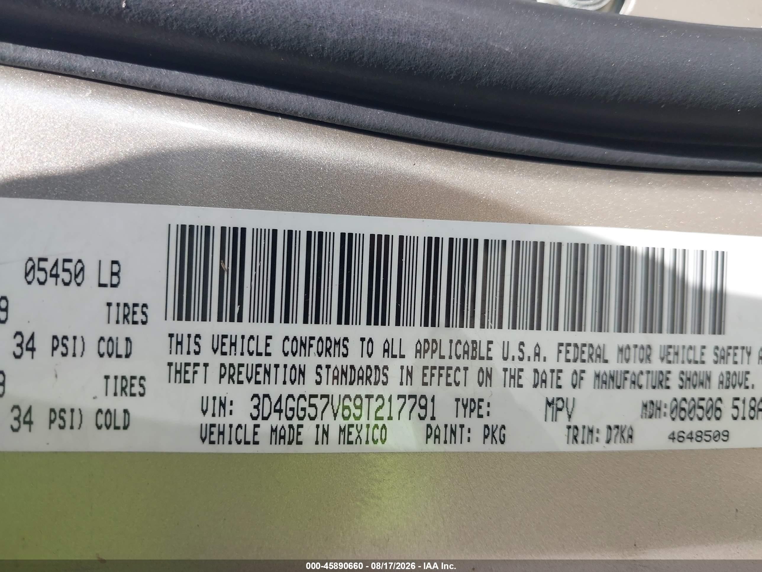 2009 Dodge Journey Sxt Beige vin: 3D4GG57V69T217791