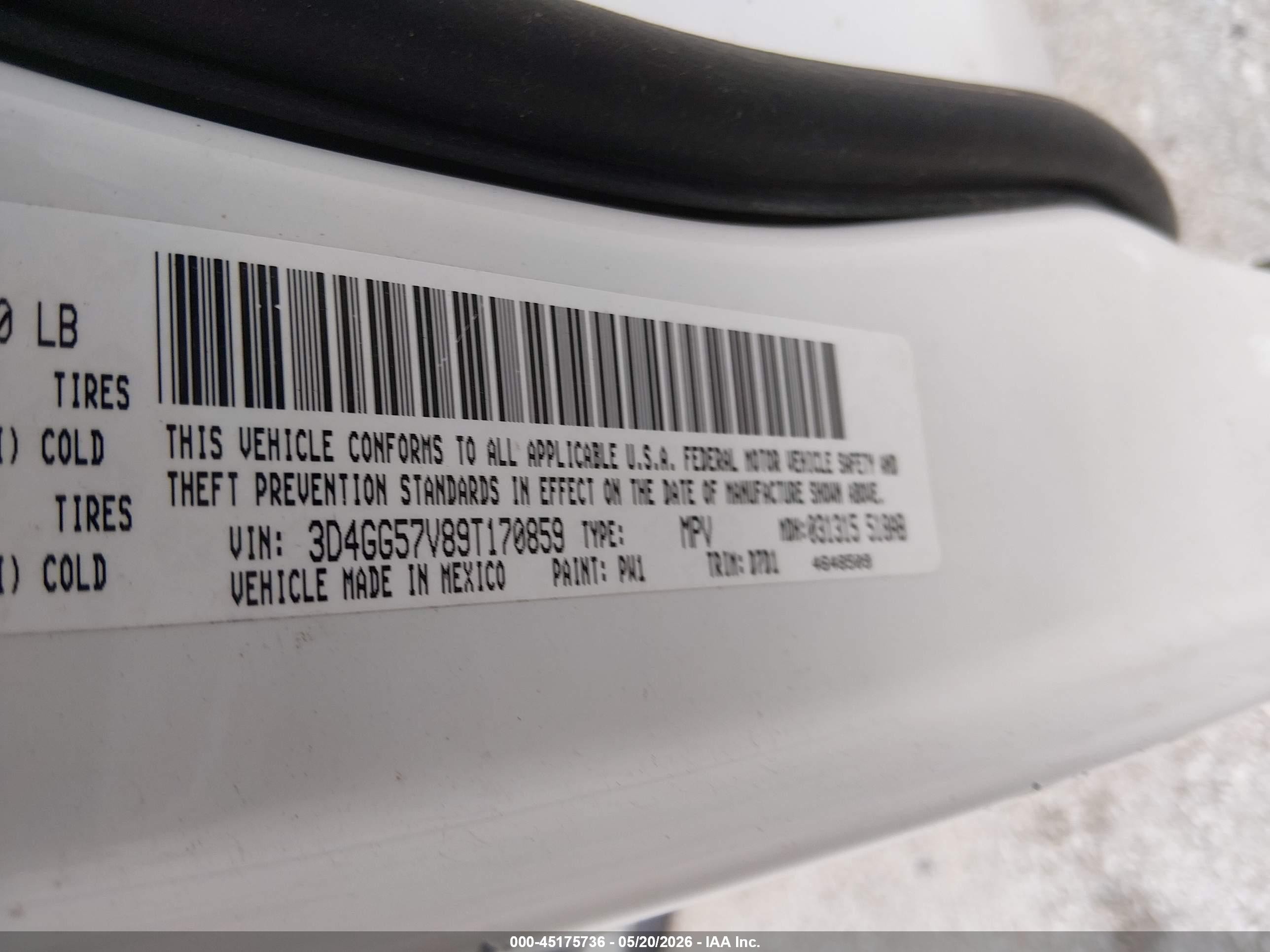2009 Dodge Journey Sxt White vin: 3D4GG57V89T170859
