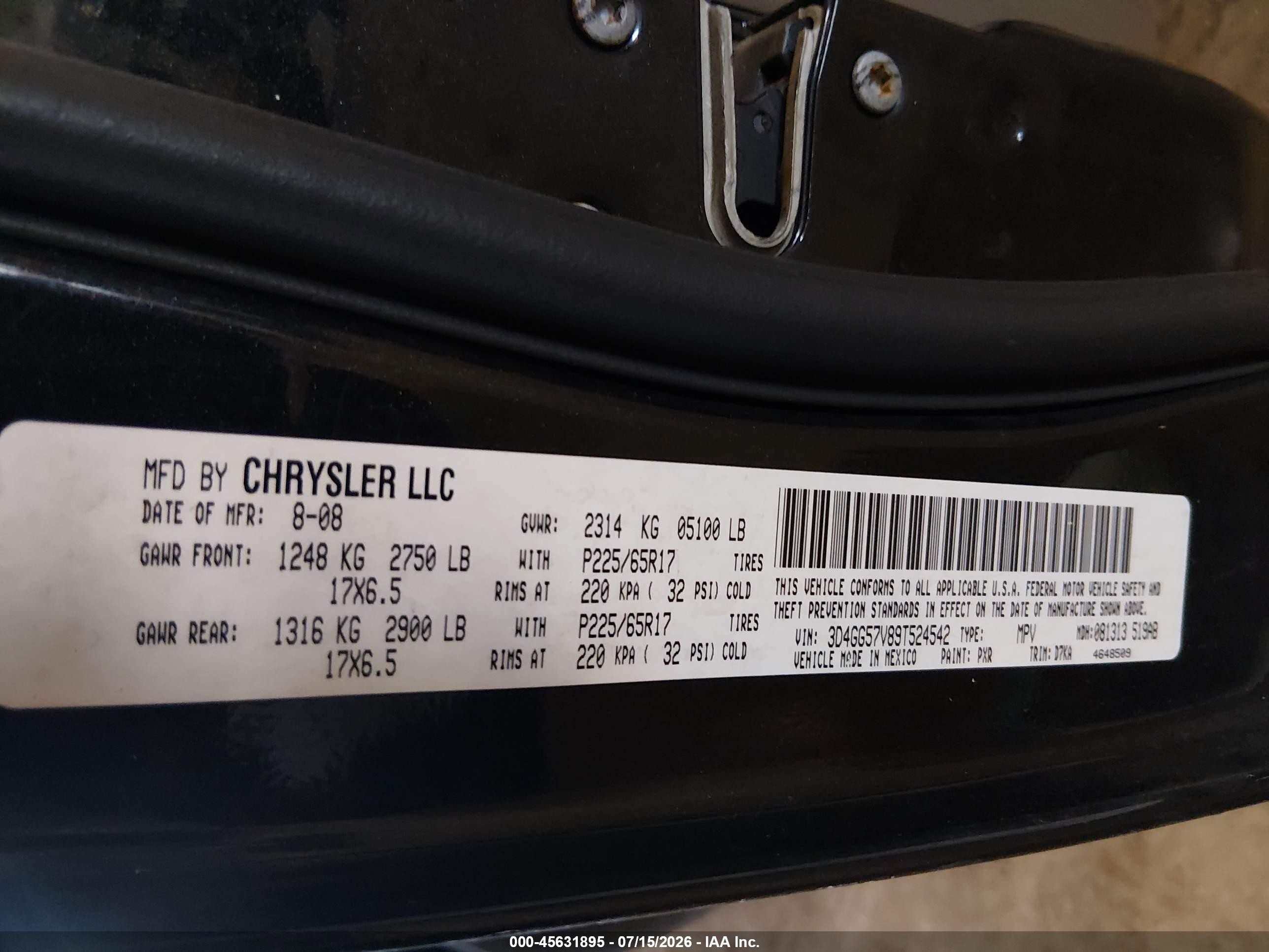 2009 Dodge Journey Sxt Черный vin: 3D4GG57V89T524542