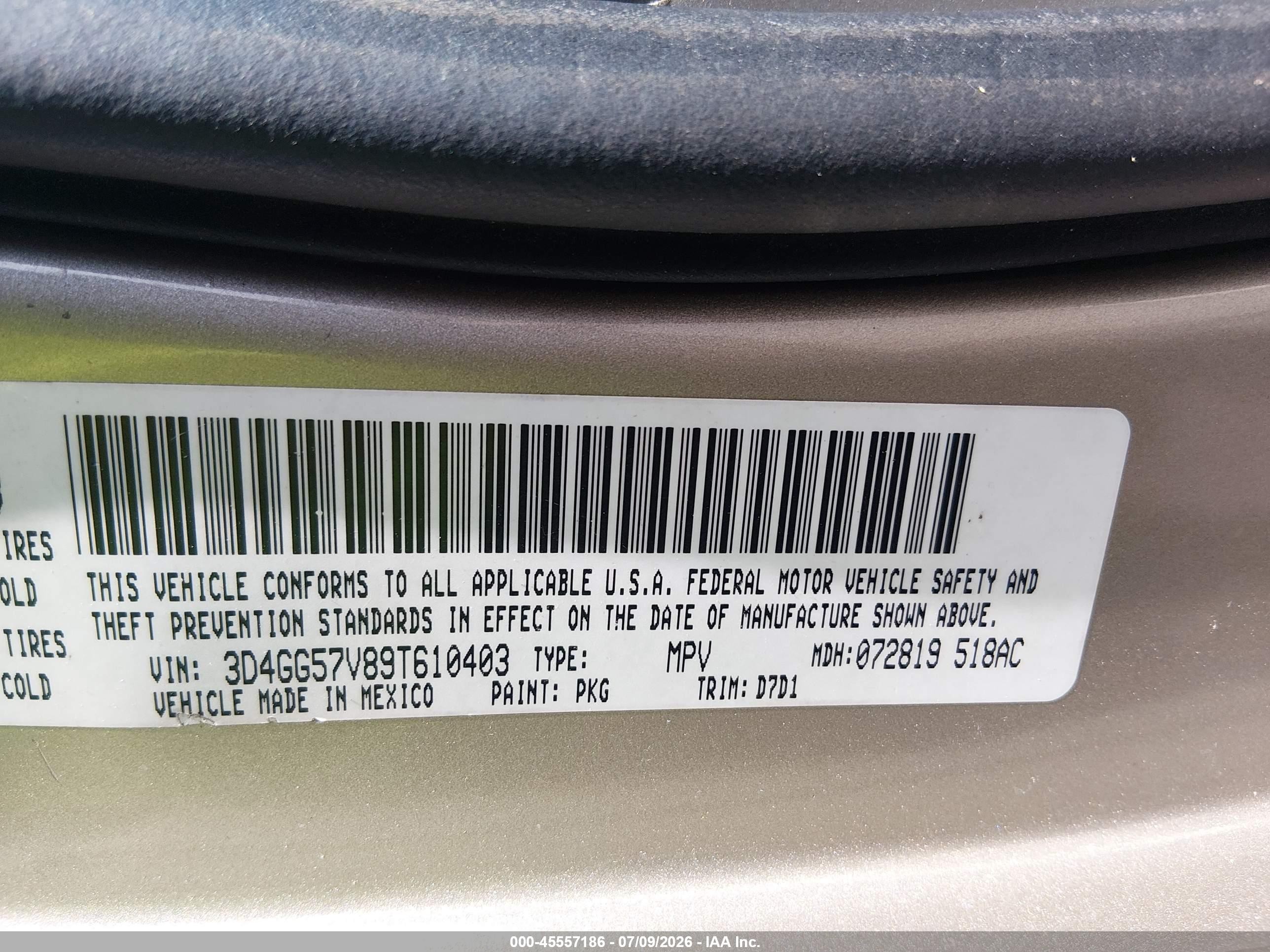 2009 Dodge Journey Sxt Beige vin: 3D4GG57V89T610403