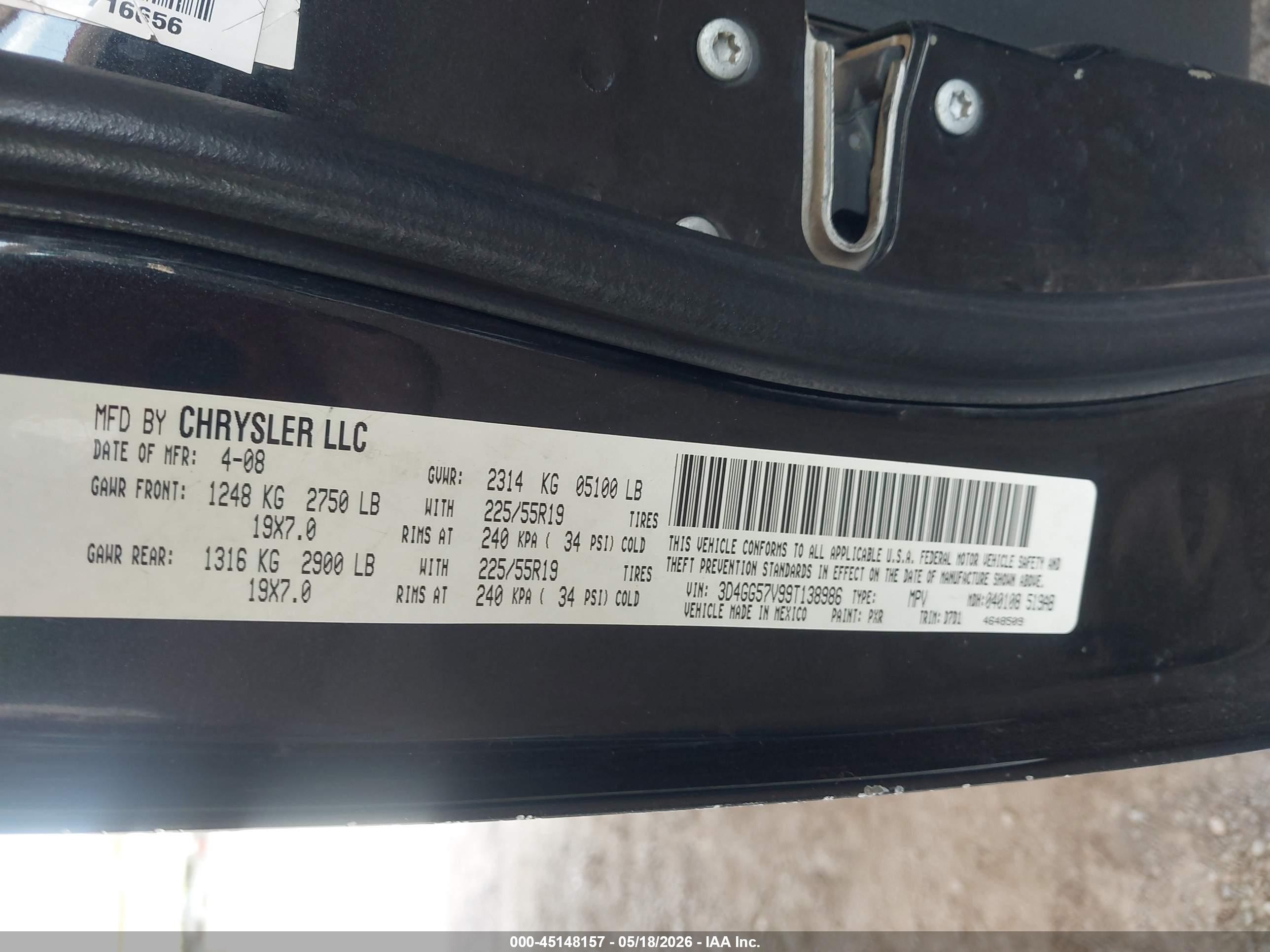 2009 Dodge Journey Sxt Black vin: 3D4GG57V99T138986