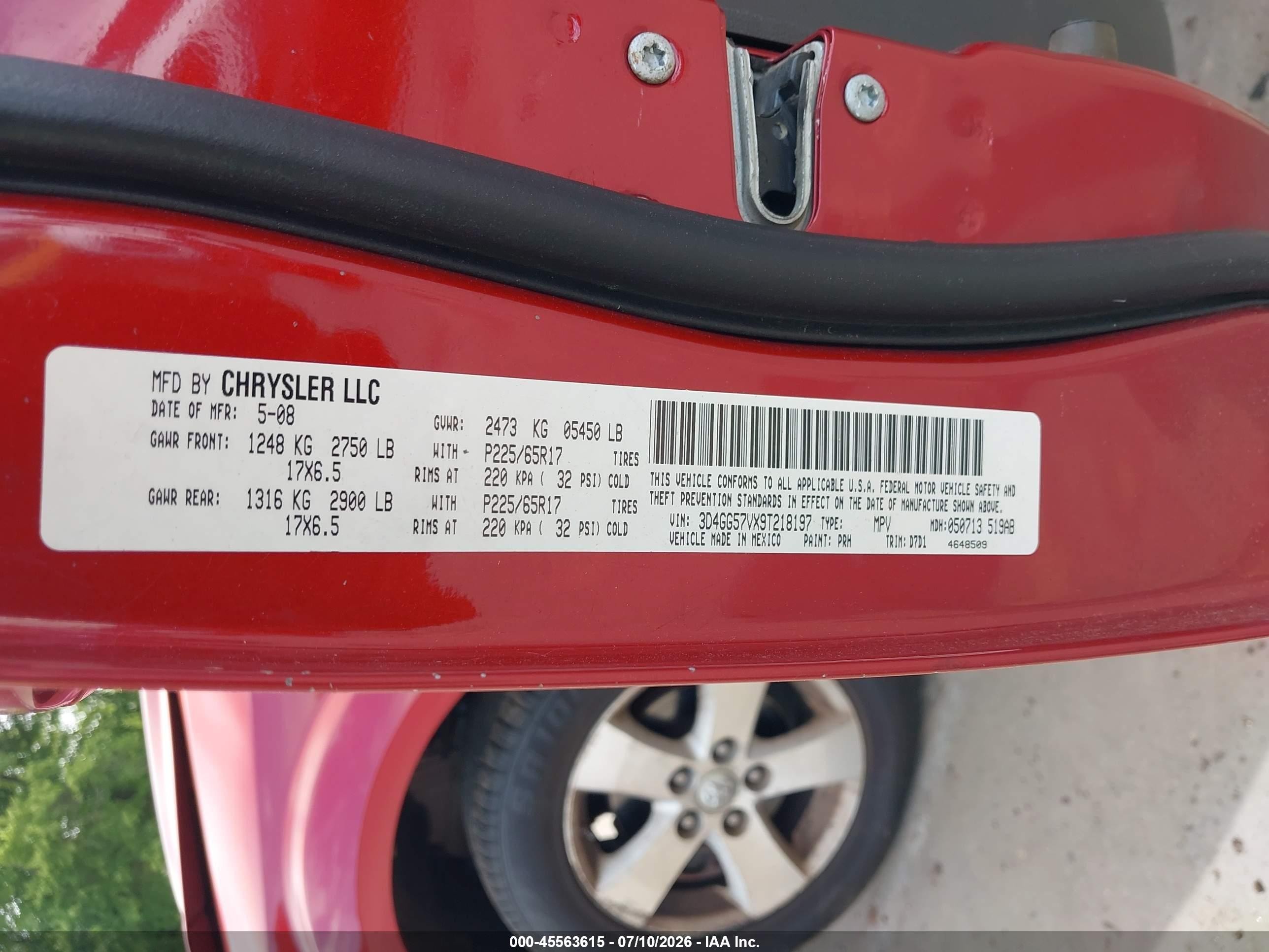 2009 Dodge Journey Sxt Red vin: 3D4GG57VX9T218197