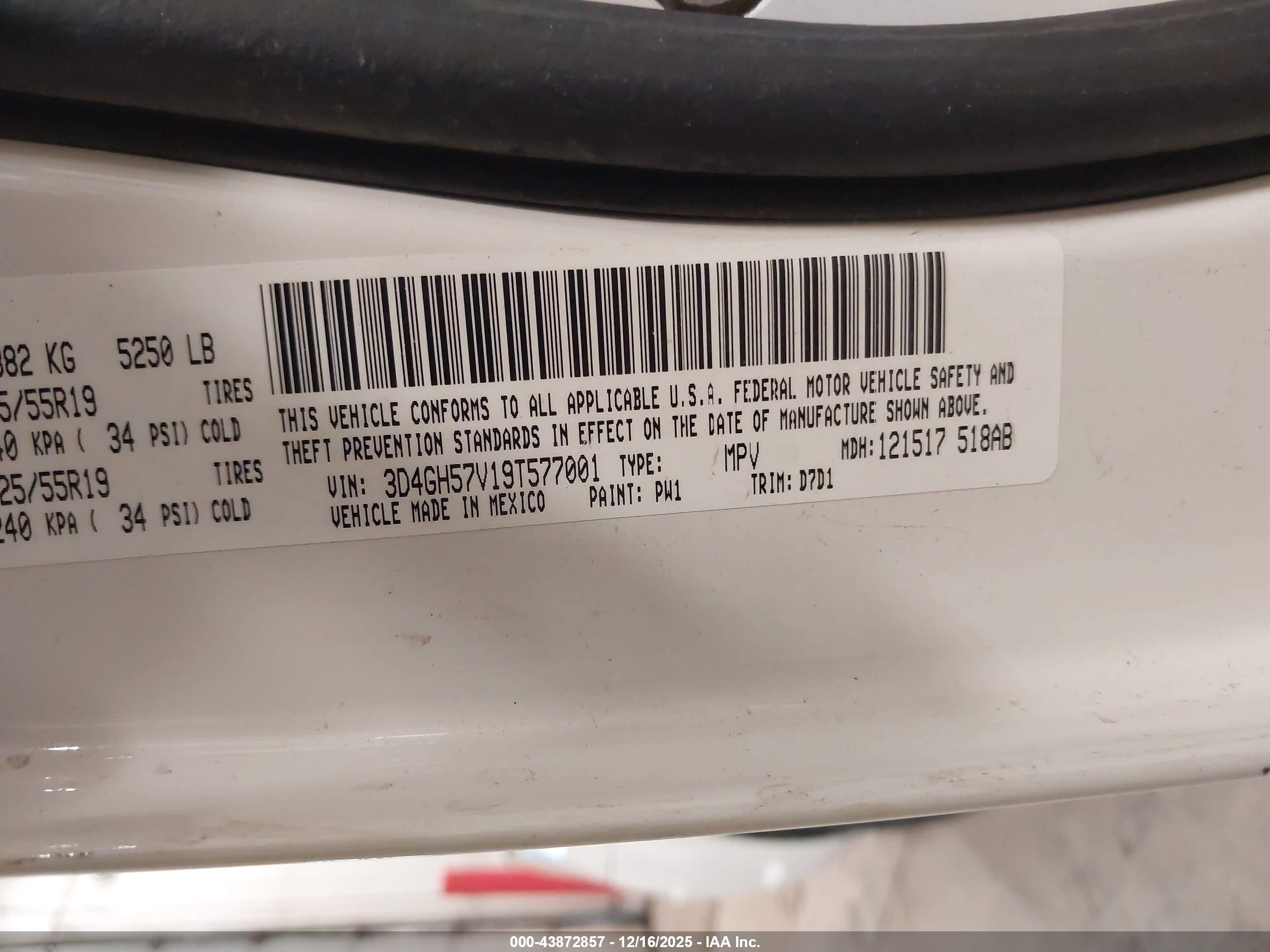2009 Dodge Journey Sxt White vin: 3D4GH57V19T577001
