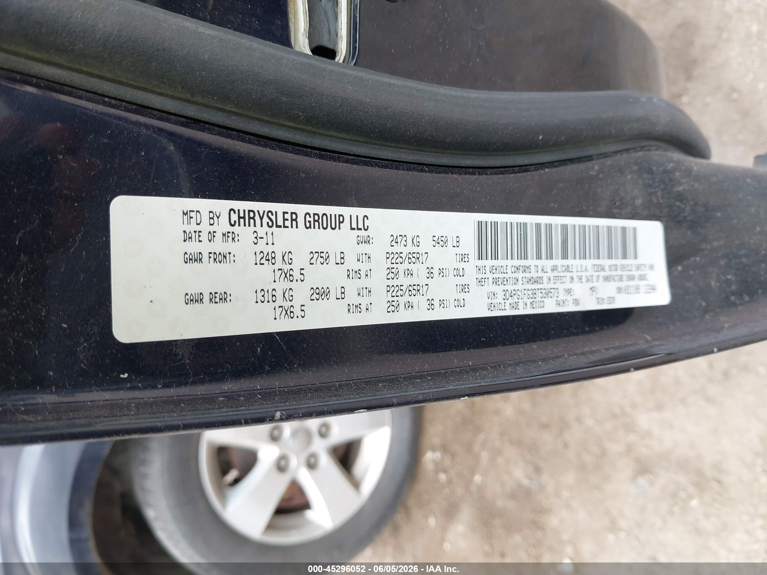 2011 Dodge Journey Mainstreet Dark Blue vin: 3D4PG1FG3BT530573