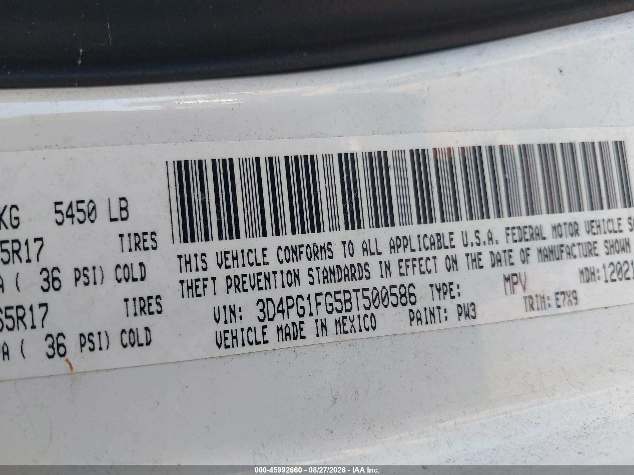 2011 Dodge Journey Mainstreet Белый vin: 3D4PG1FG5BT500586