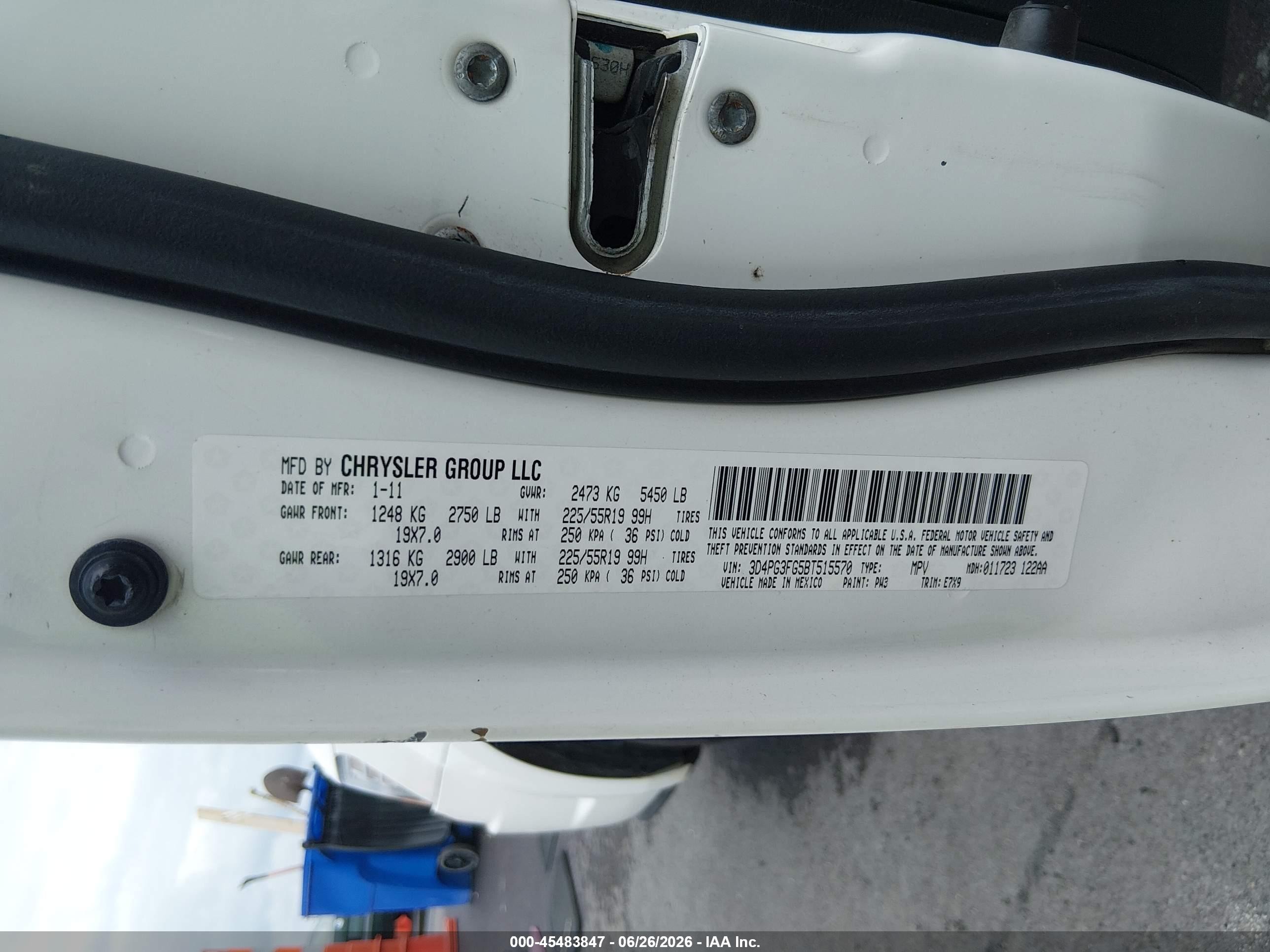 2011 Dodge Journey Crew White vin: 3D4PG3FG5BT515570
