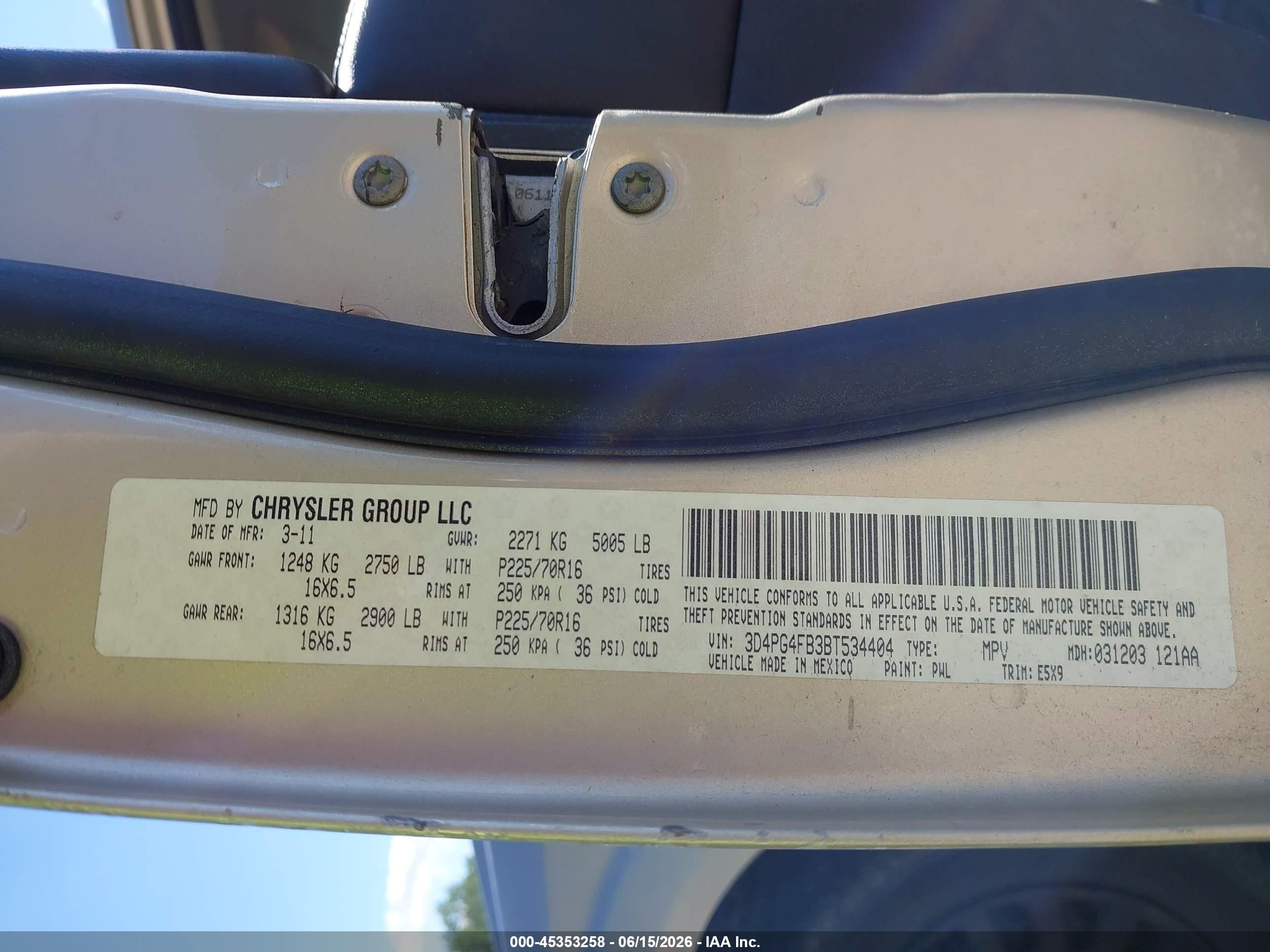 2011 Dodge Journey Express Gold vin: 3D4PG4FB3BT534404