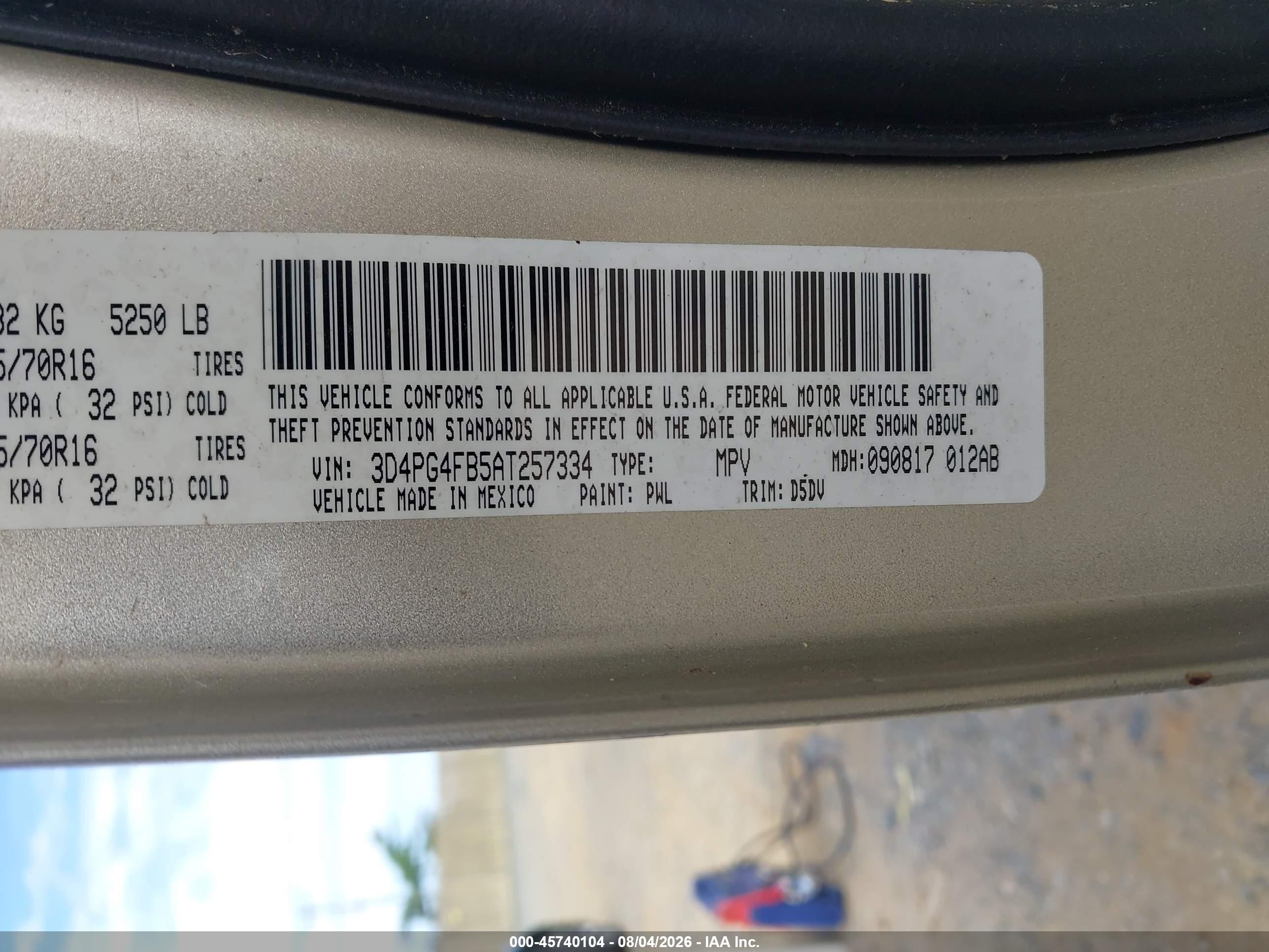 2010 Dodge Journey Se Gold vin: 3D4PG4FB5AT257334