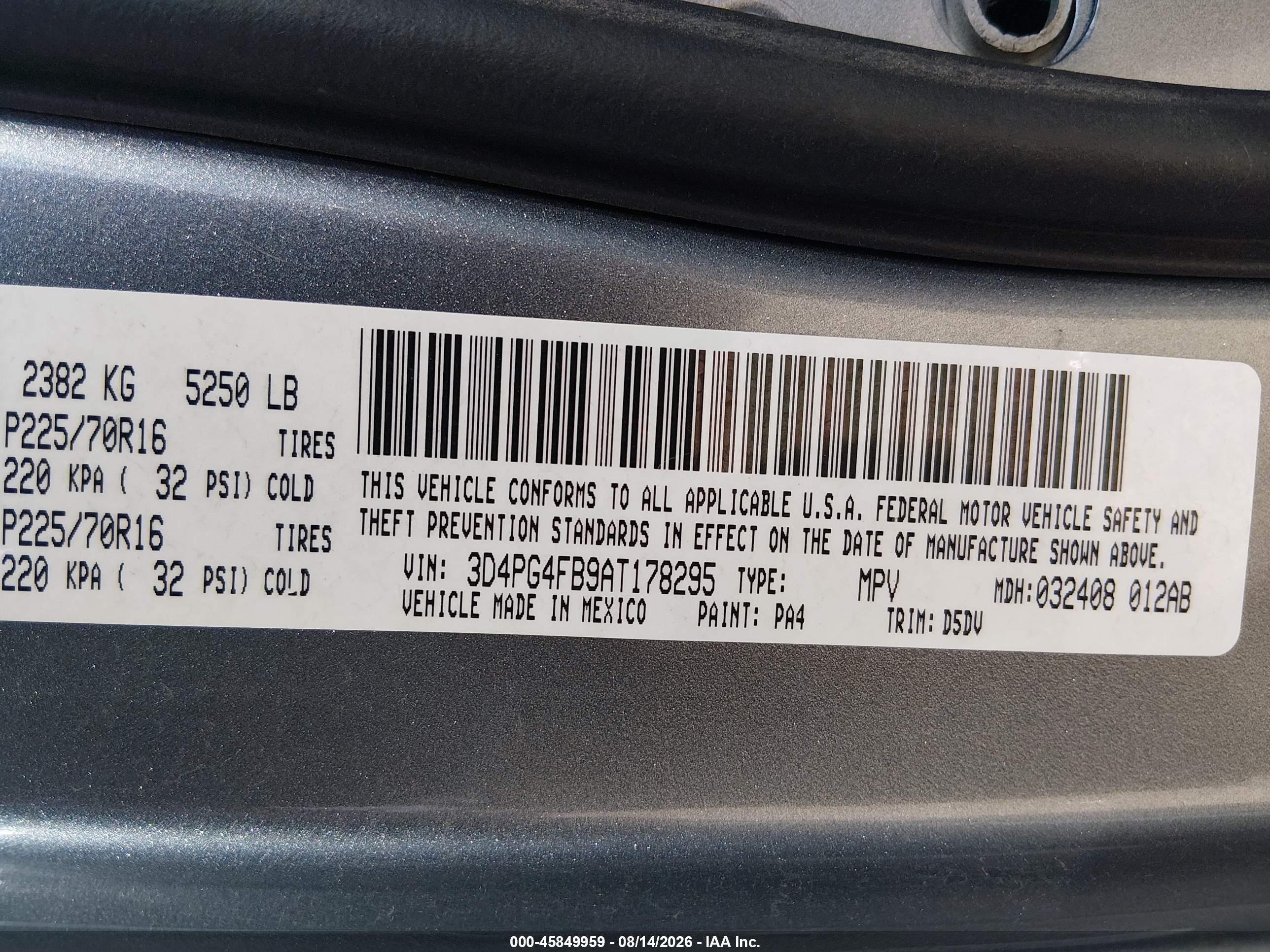 2010 Dodge Journey Se Gray vin: 3D4PG4FB9AT178295