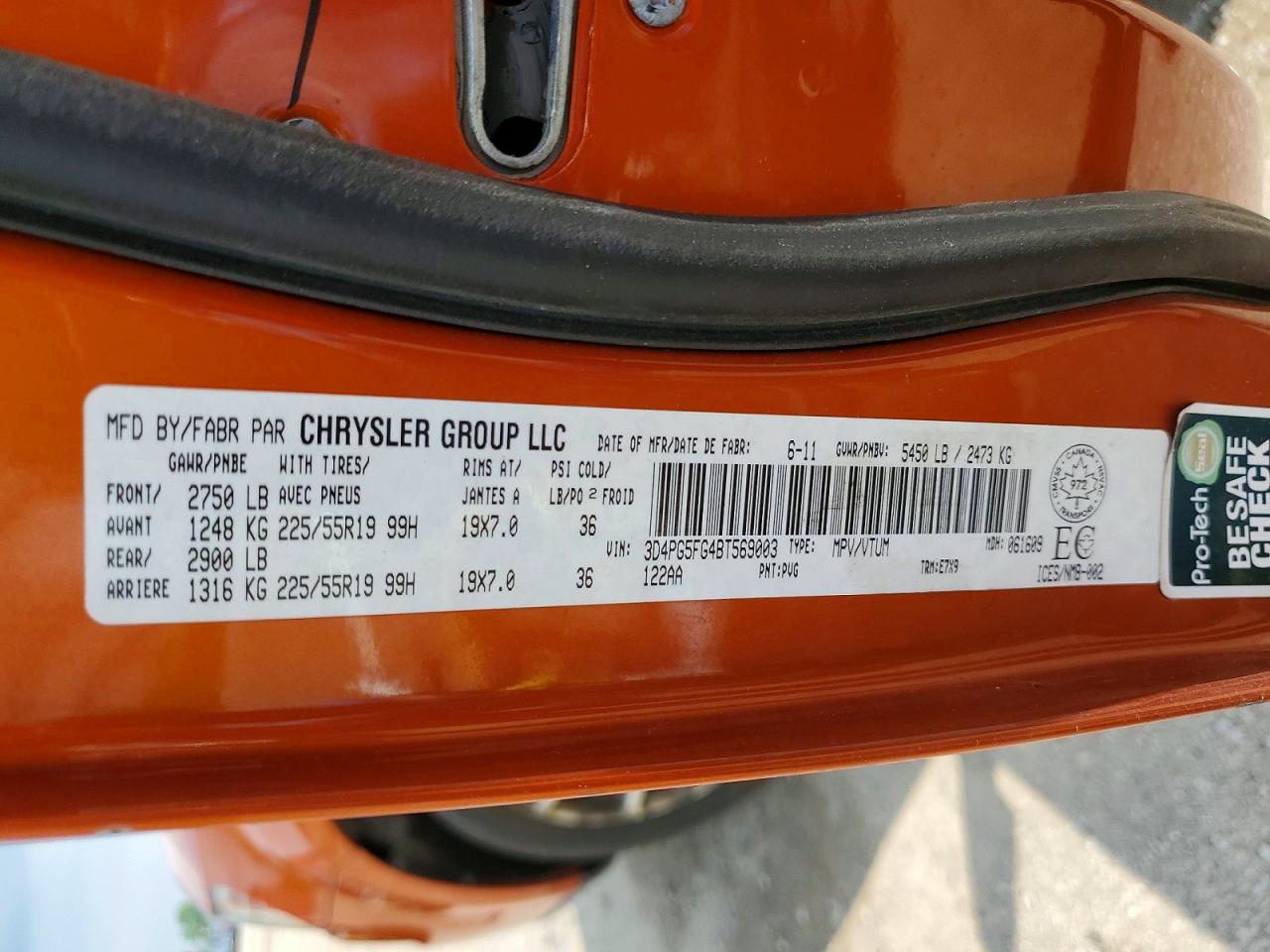 2011 Dodge Journey Sxt Оранжевый vin: 3D4PG5FG4BT569003