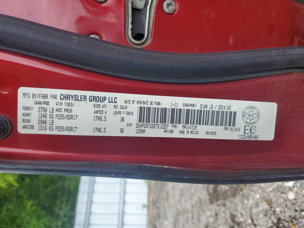 2011 Dodge Journey Sxt Red vin: 3D4PG5FG5BT512227