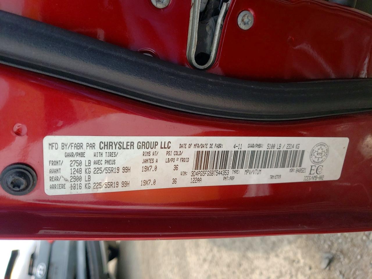 2011 Dodge Journey Sxt Red vin: 3D4PG5FG5BT544353