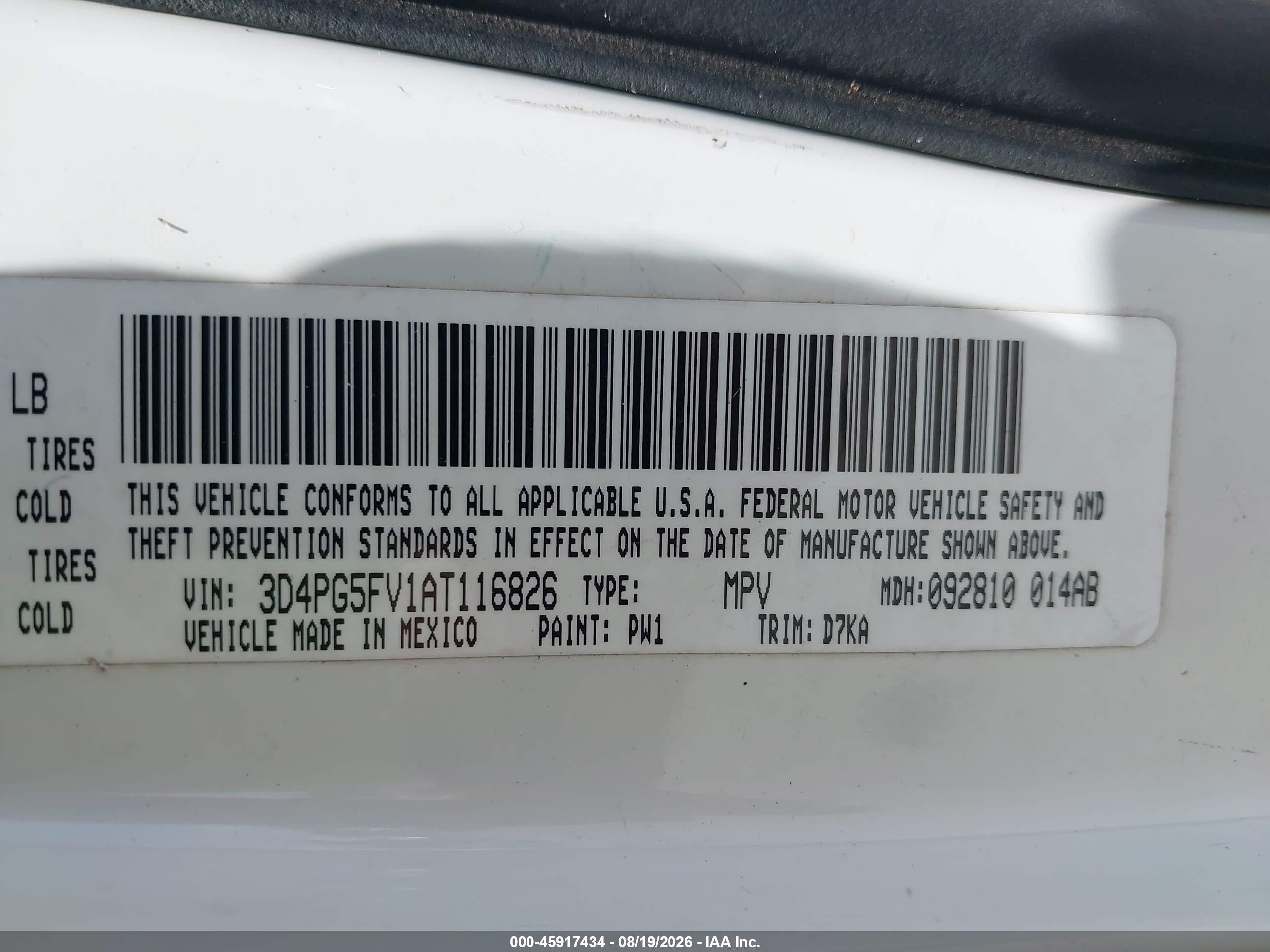 2010 Dodge Journey Sxt Белый vin: 3D4PG5FV1AT116826