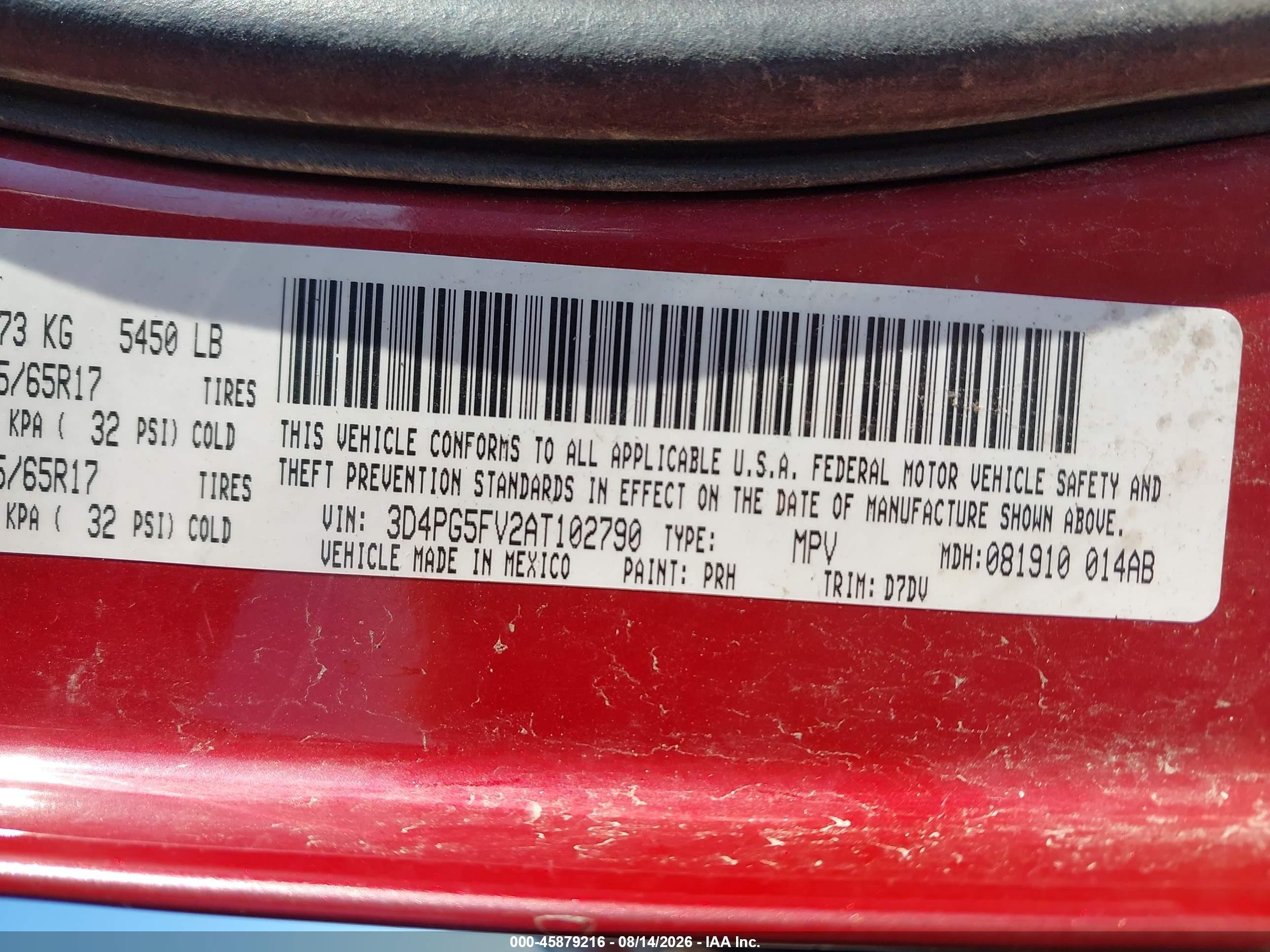 2010 Dodge Journey Sxt Red vin: 3D4PG5FV2AT102790