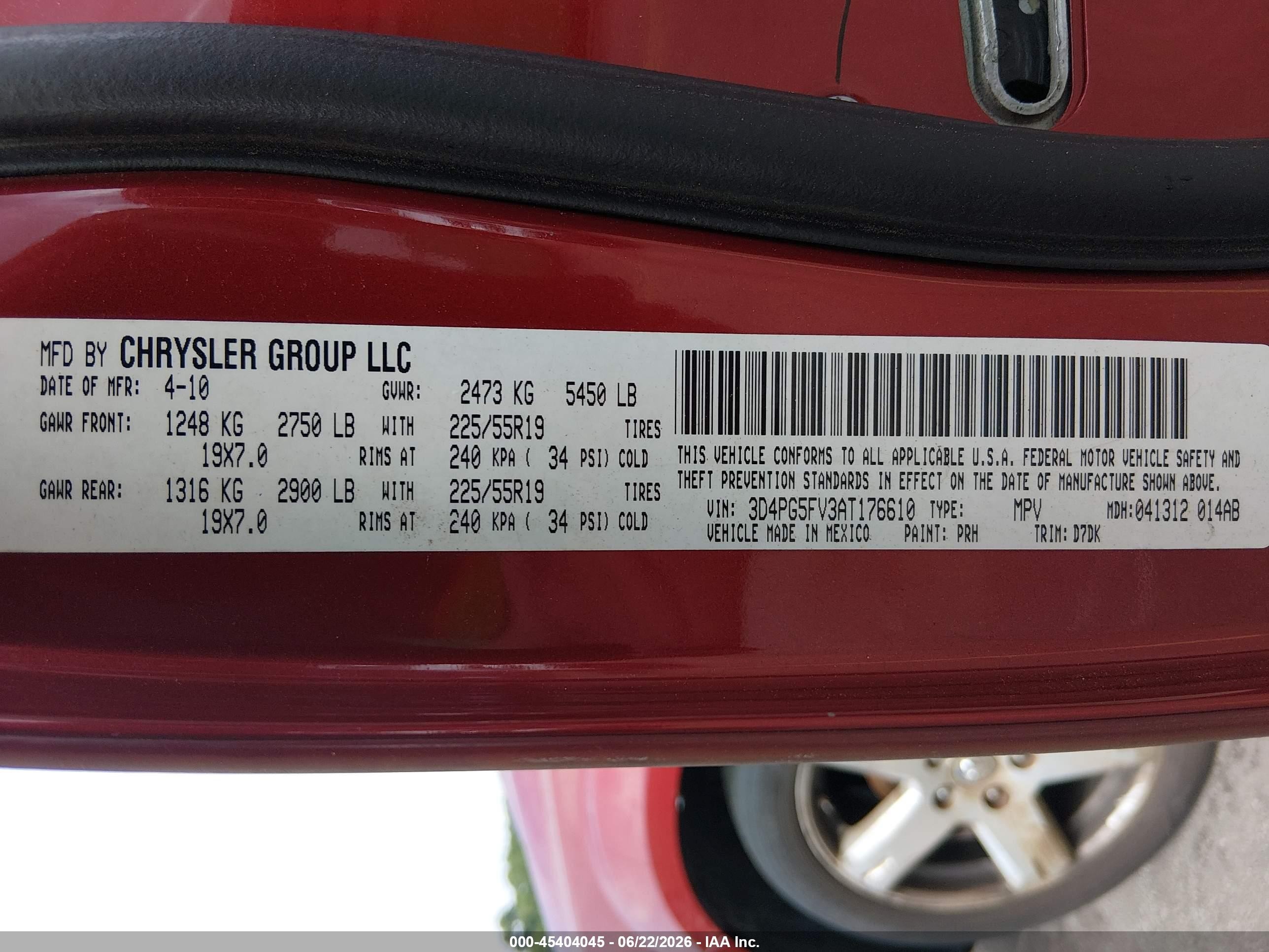2010 Dodge Journey Sxt Red vin: 3D4PG5FV3AT176610