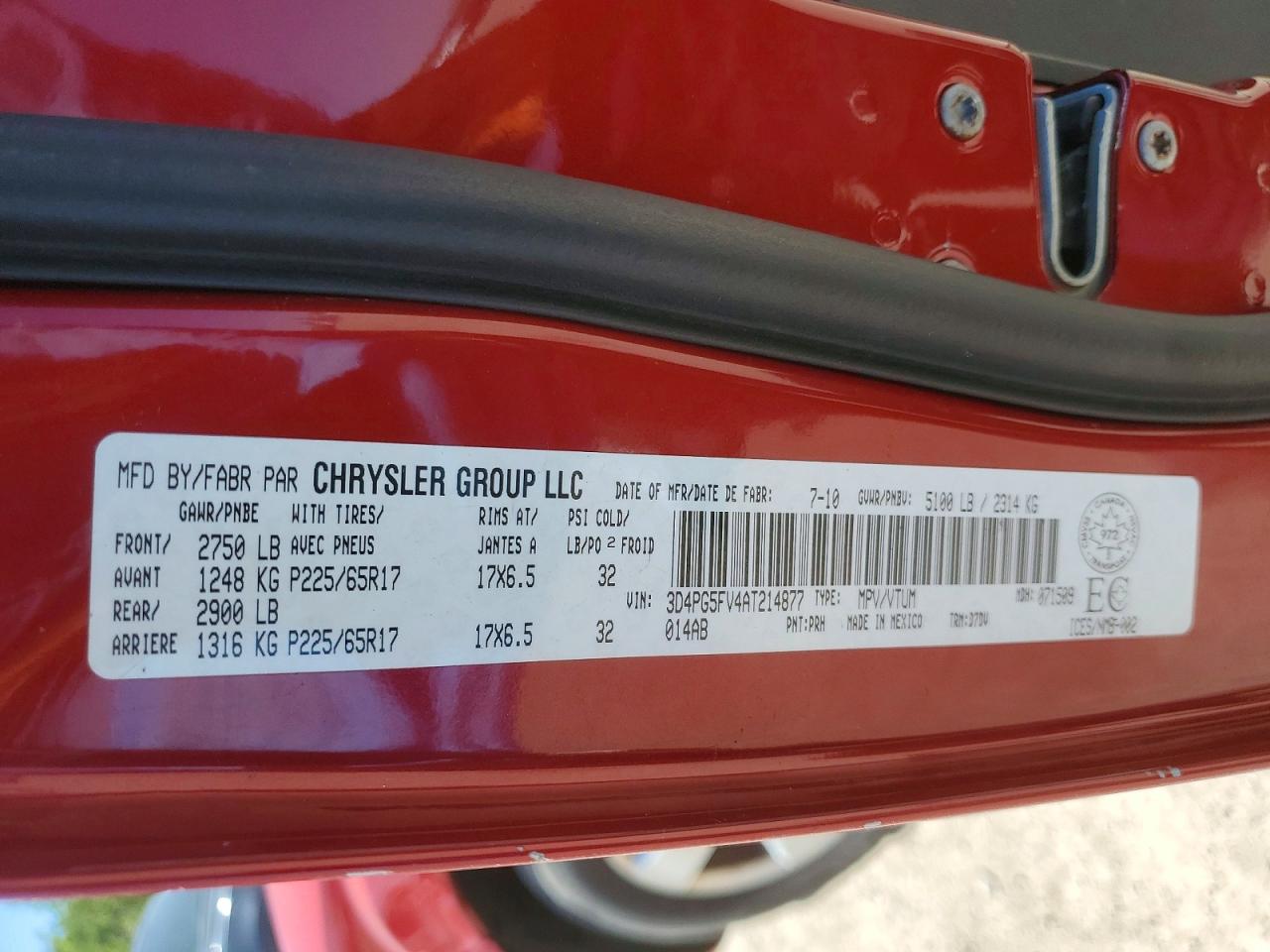 2010 Dodge Journey Sxt Red vin: 3D4PG5FV4AT214877