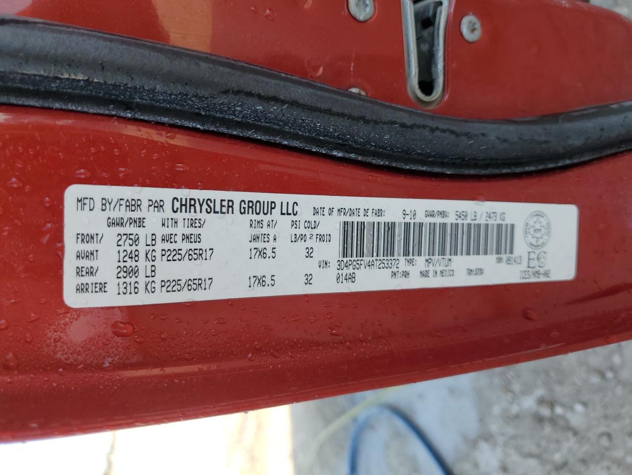 2010 Dodge Journey Sxt Red vin: 3D4PG5FV4AT253372