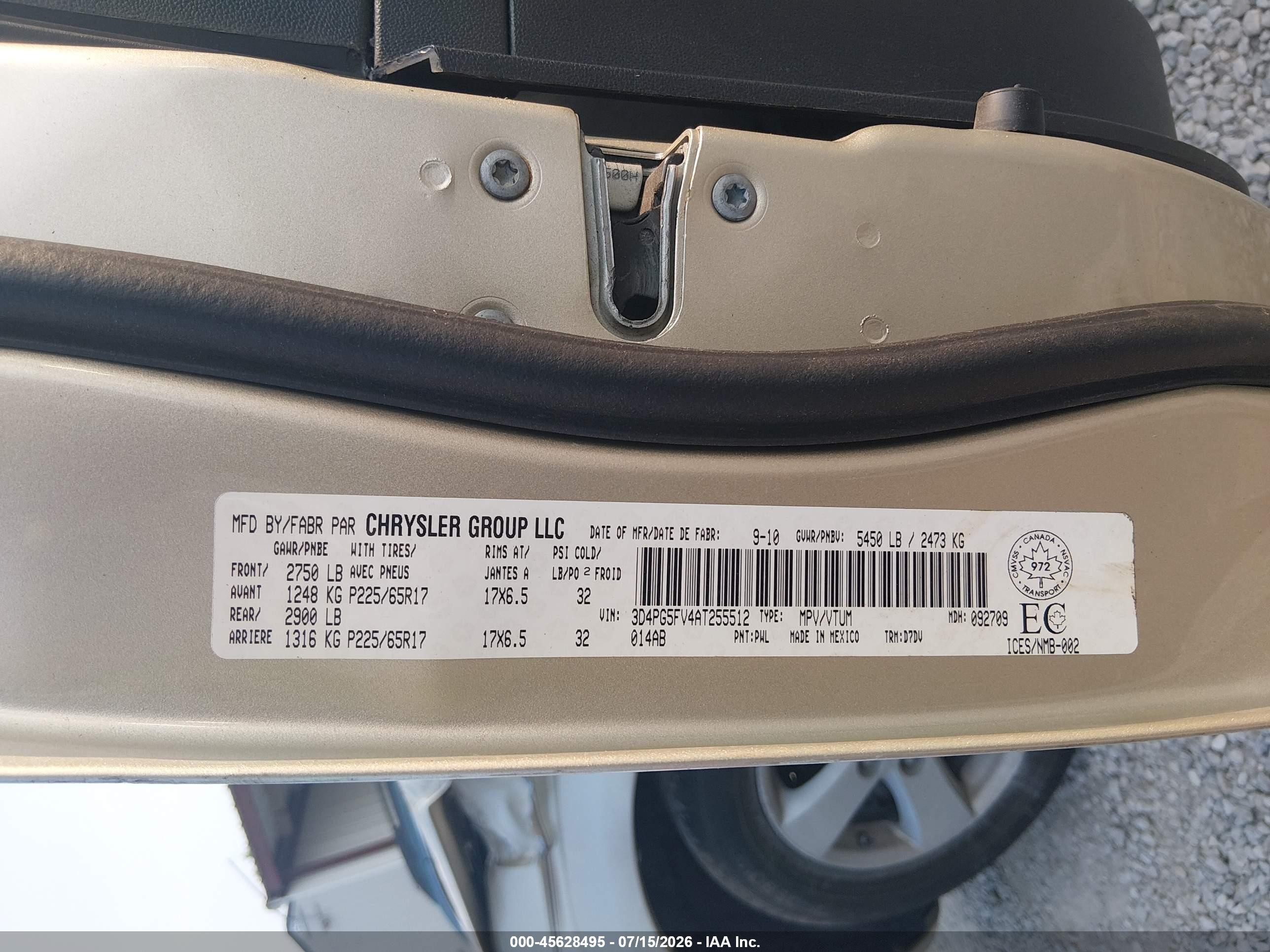 2010 Dodge Journey Sxt Бежевый vin: 3D4PG5FV4AT255512